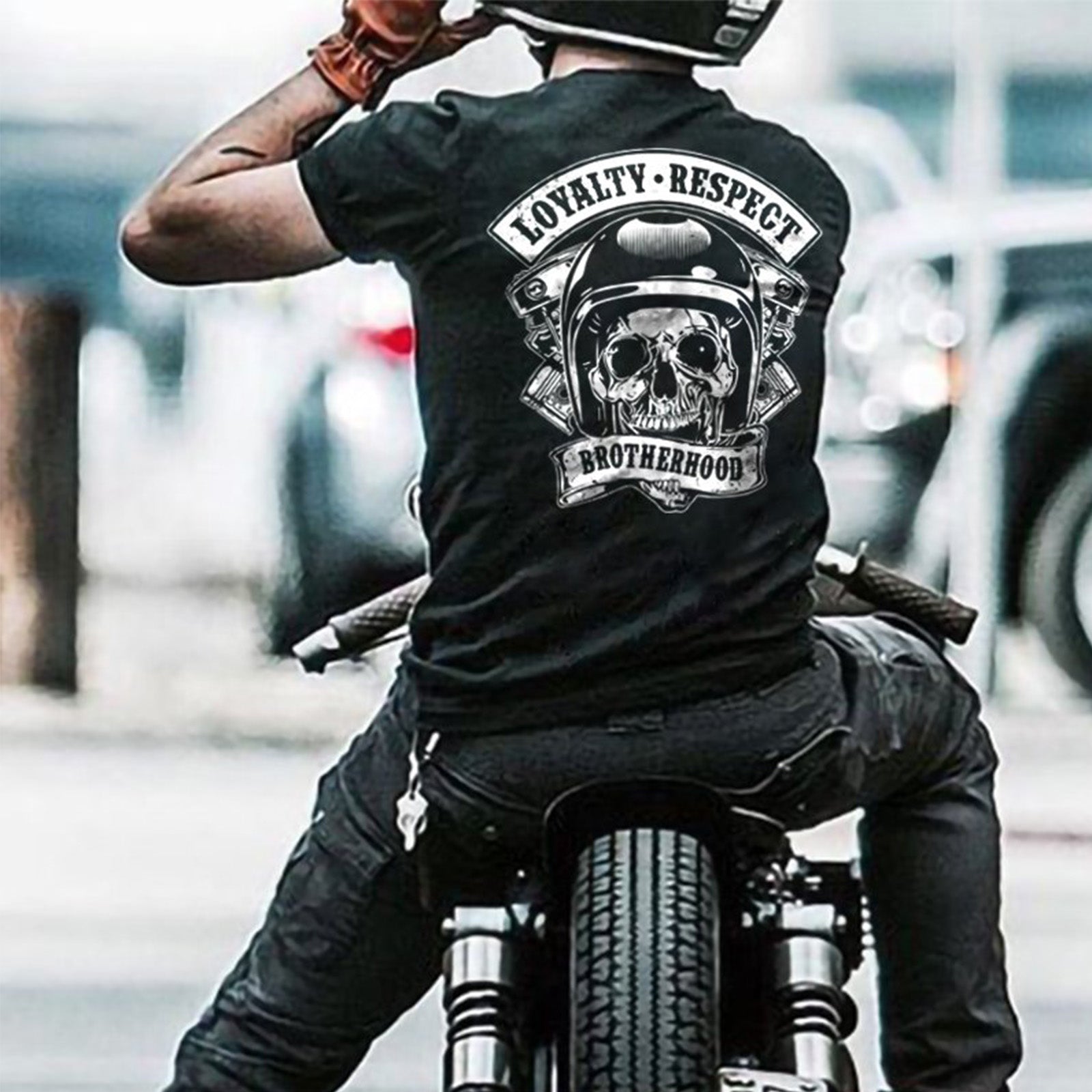 Uprandy Loyalty Respect Helmet Skull T-Shirt - chicyea