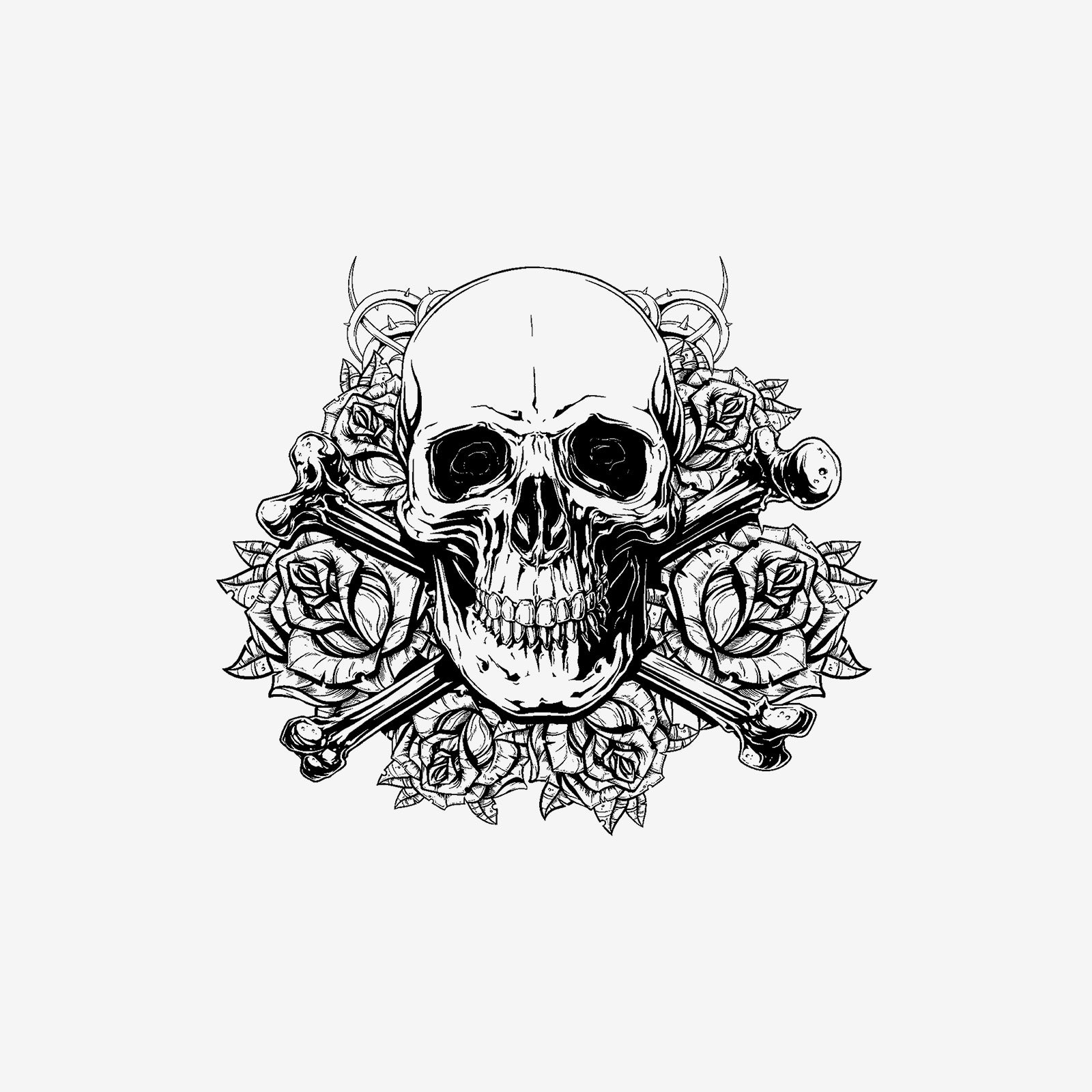 Minnieskull Skull Flower Print T-Shirt - chicyea