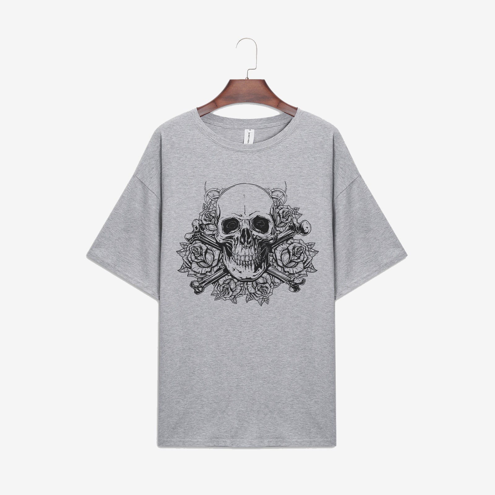 Minnieskull Skull Flower Print T-Shirt - chicyea