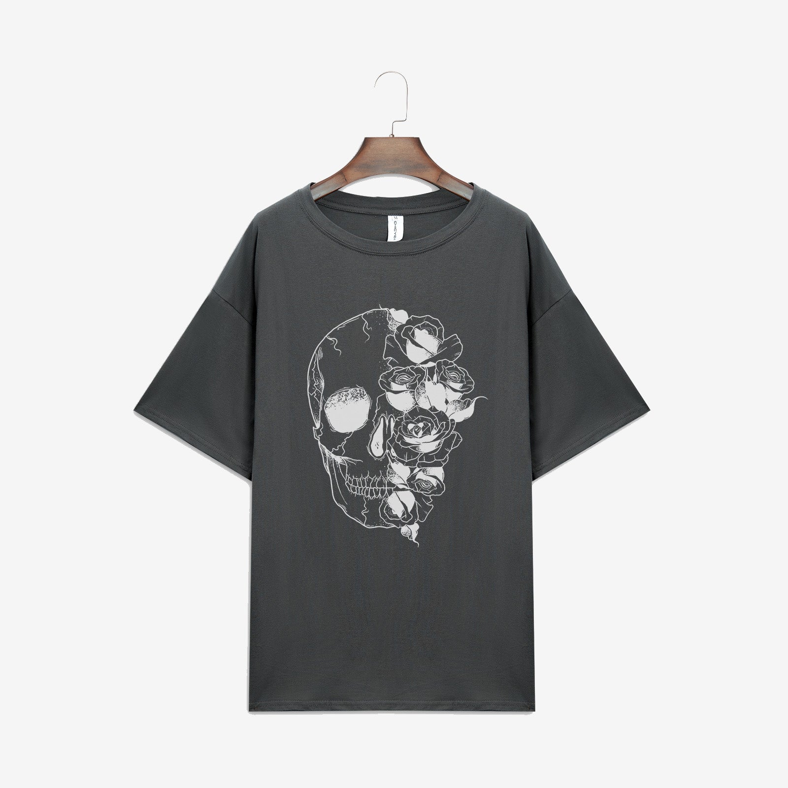 Minnieskull Skull Head Rose Print Women Fashion T-Shirt - chicyea
