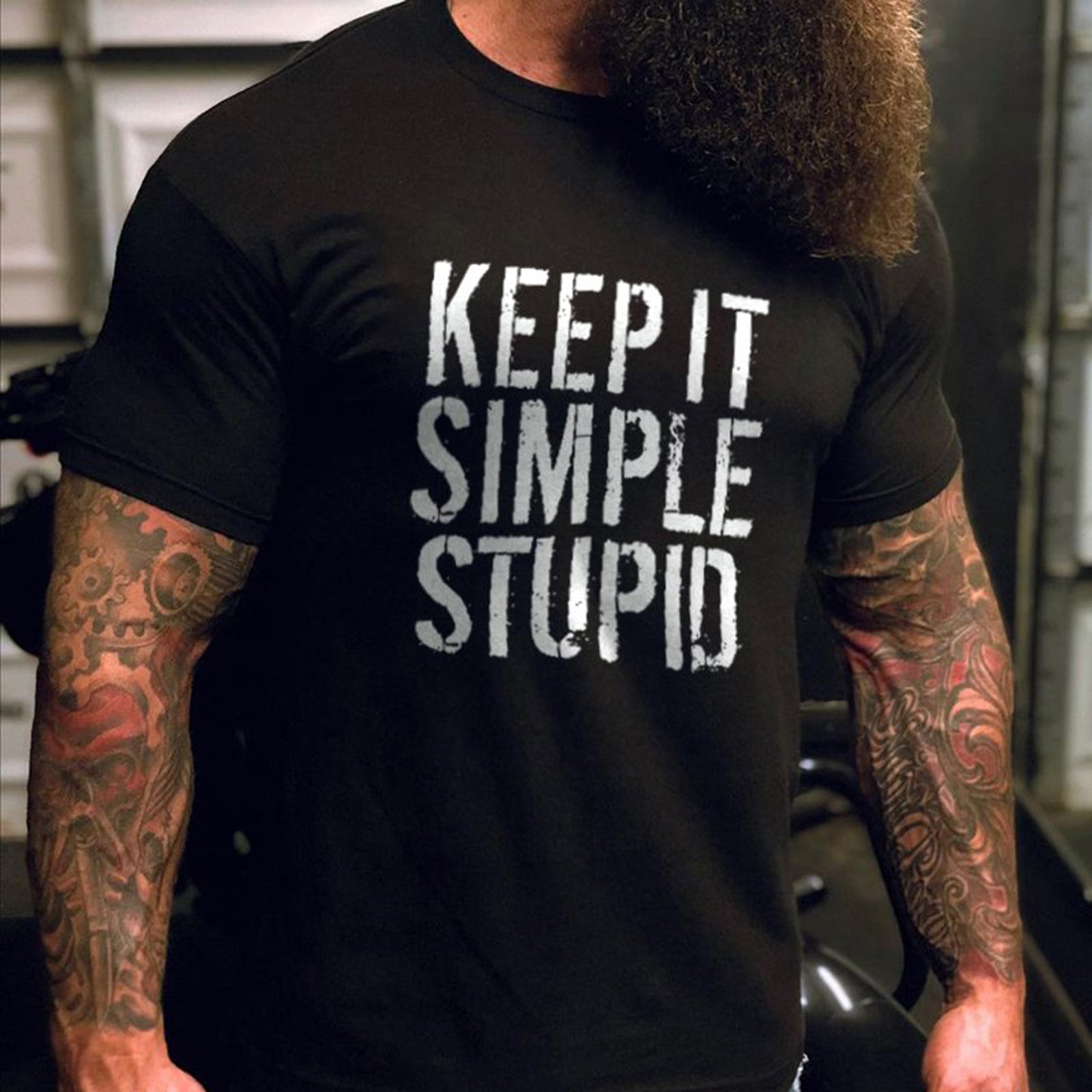 Livereid Keep It Simple Stupid Fitness Letter T-Shirt - chicyea