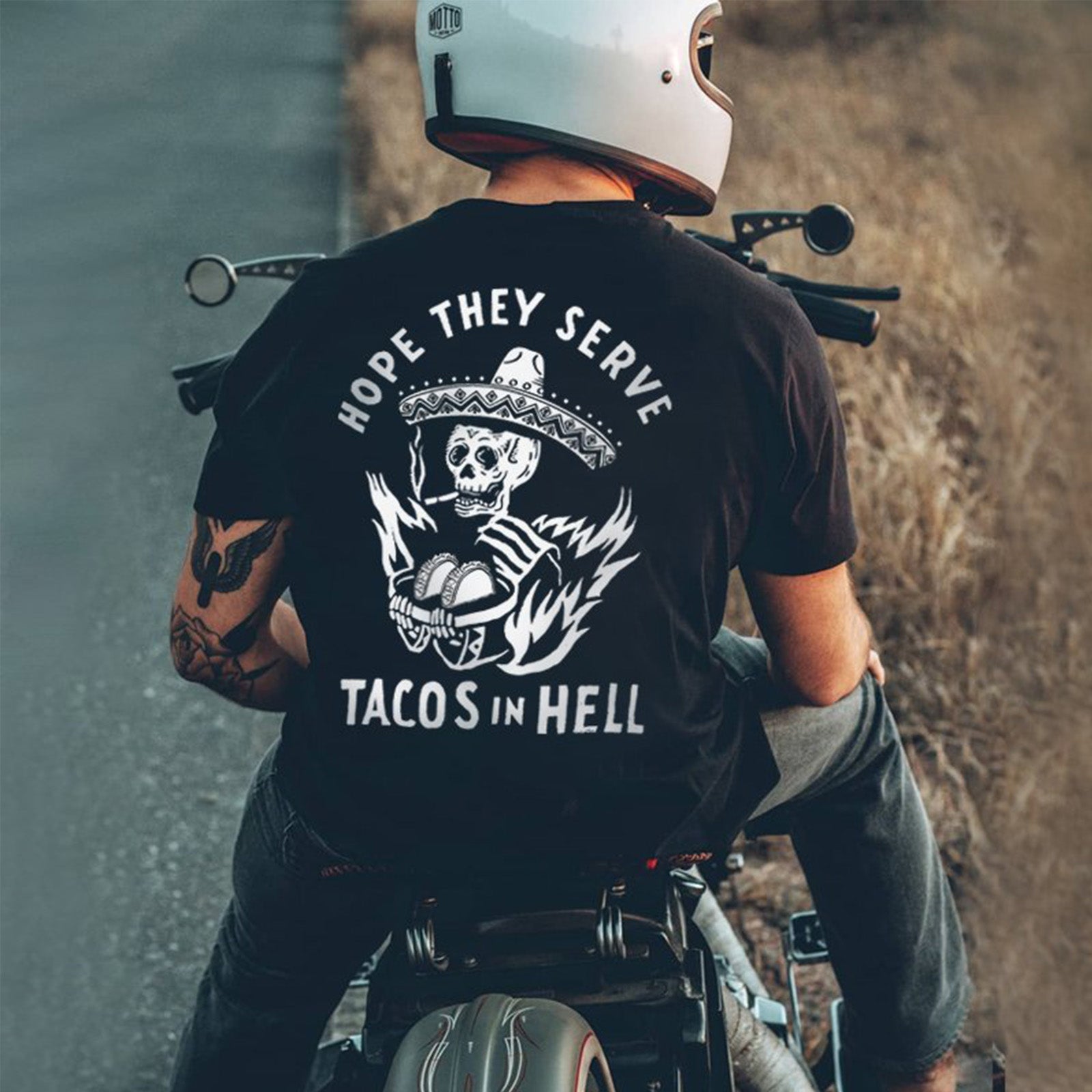 Uprandy Sombrero Hats Skull Print T-Shirt - chicyea