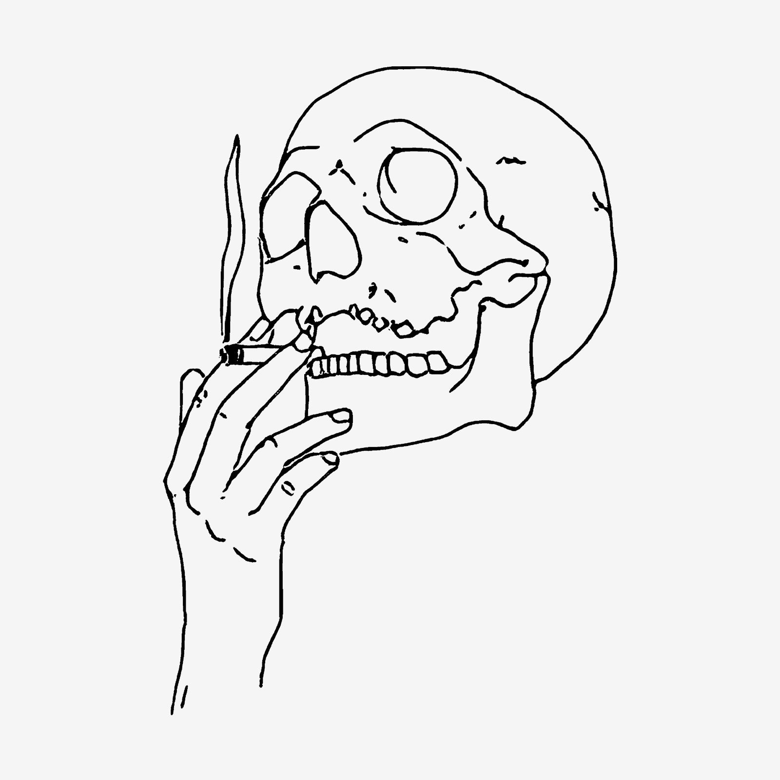 Minnieskull Smoking Skull Printed Fashion T-Shirt - chicyea