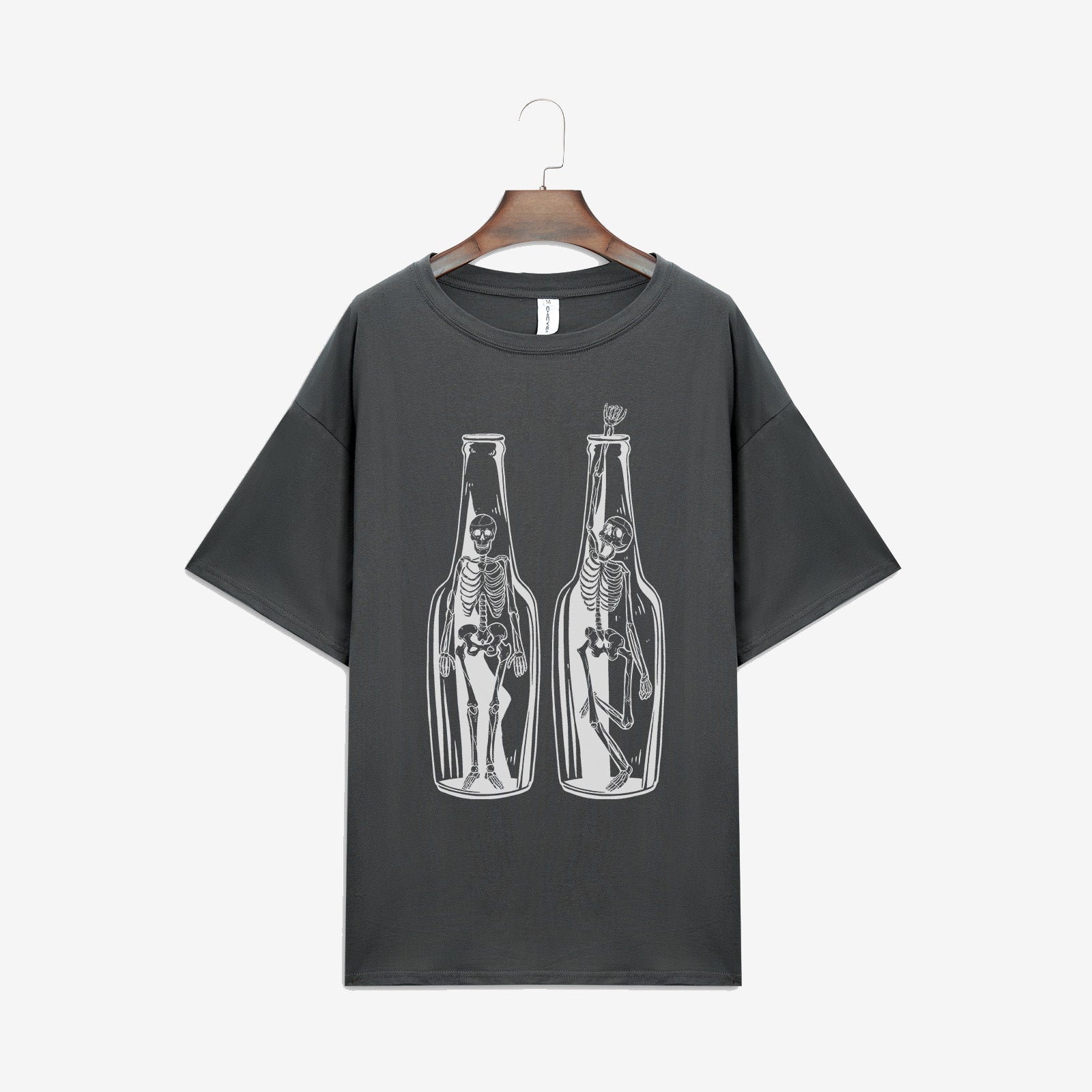 Minnieskull Bottle Skull Printed Fashion Designer T-Shirt - chicyea