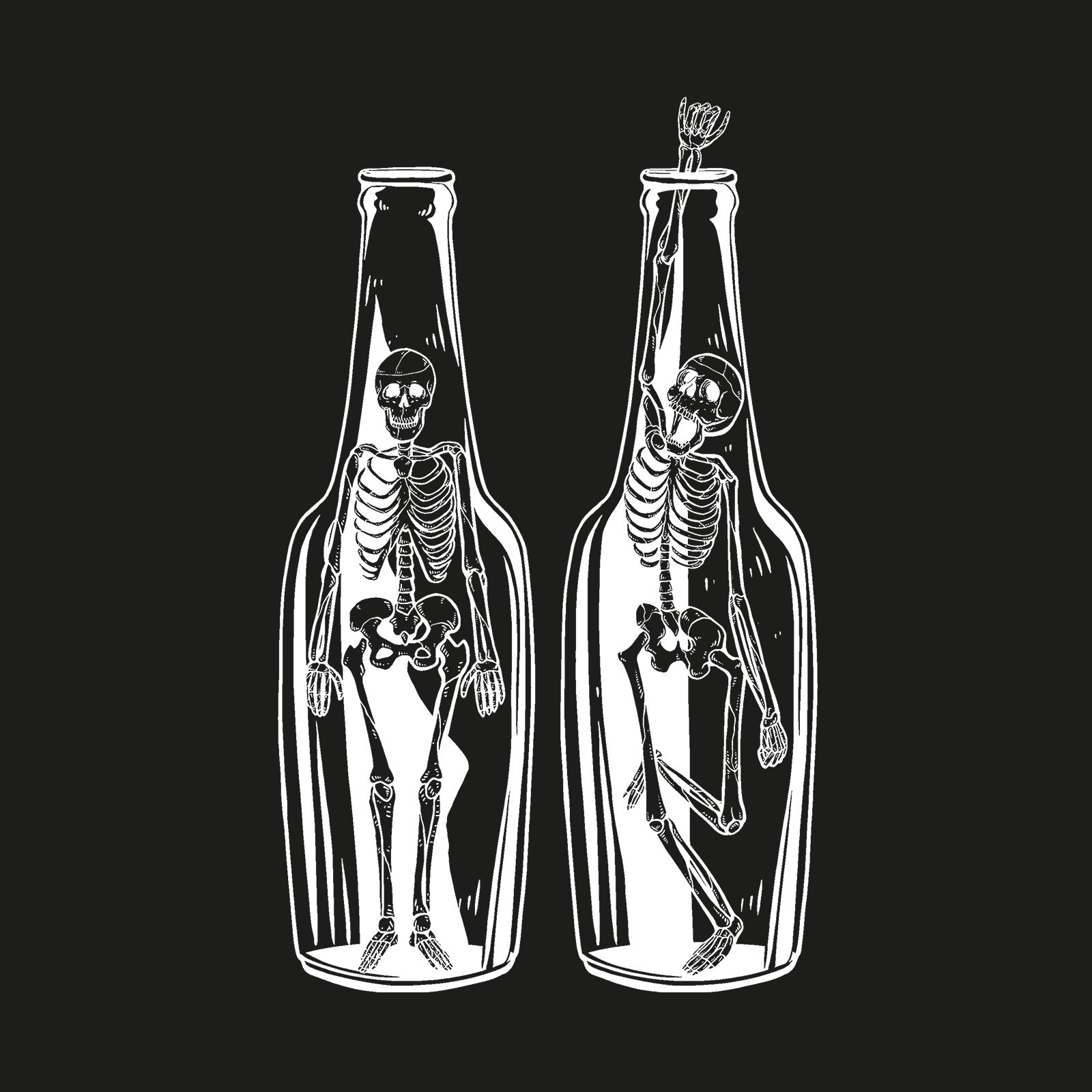 Minnieskull Bottle Skull Printed Fashion Designer T-Shirt - chicyea