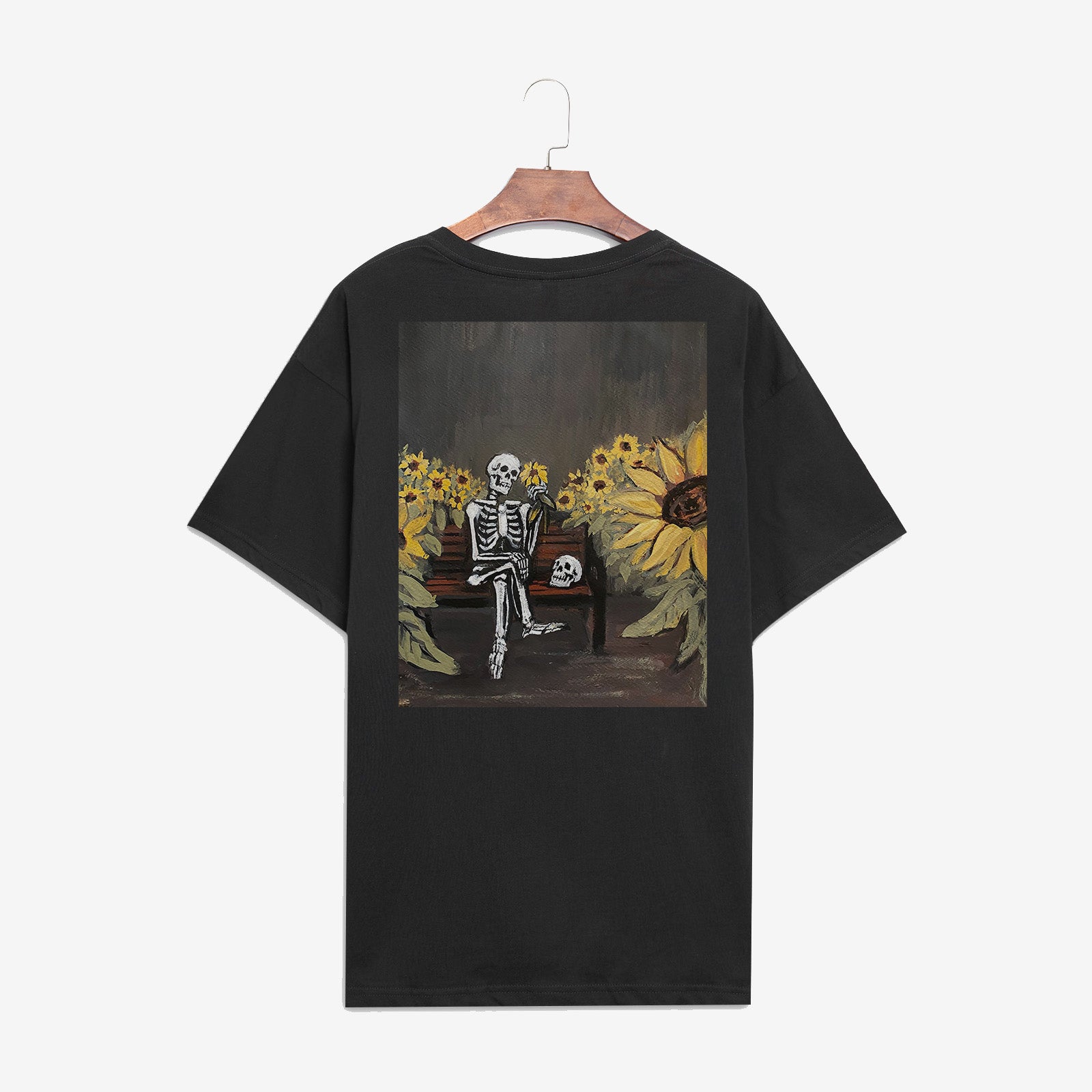 Minnieskull Sunflower Skull Printed Women T-Shirt - chicyea