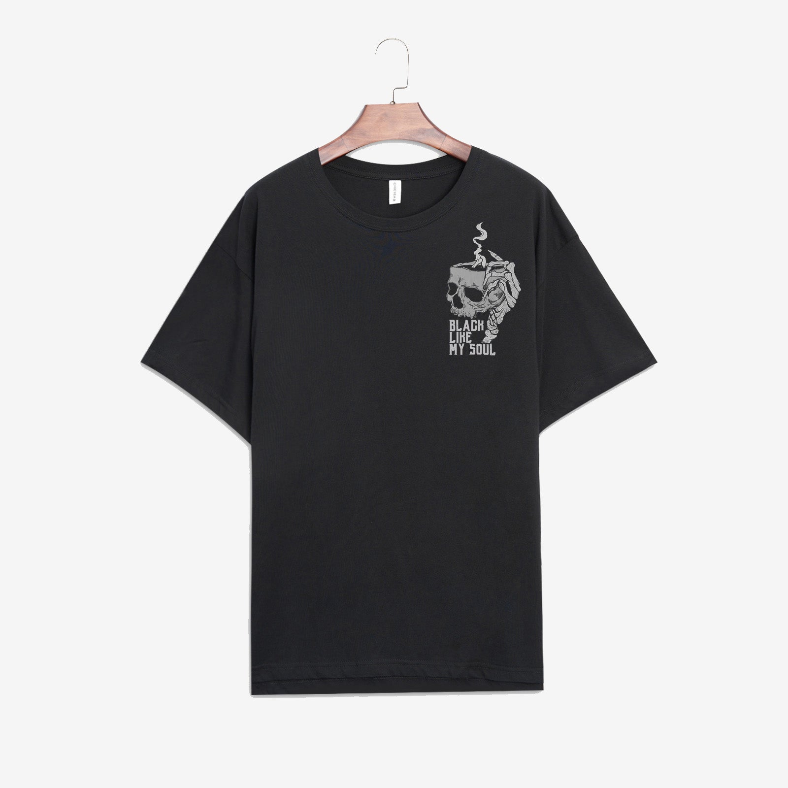 Minnieskull Cool Black Like My Soul Skull Printed Women T-Shirt - chicyea