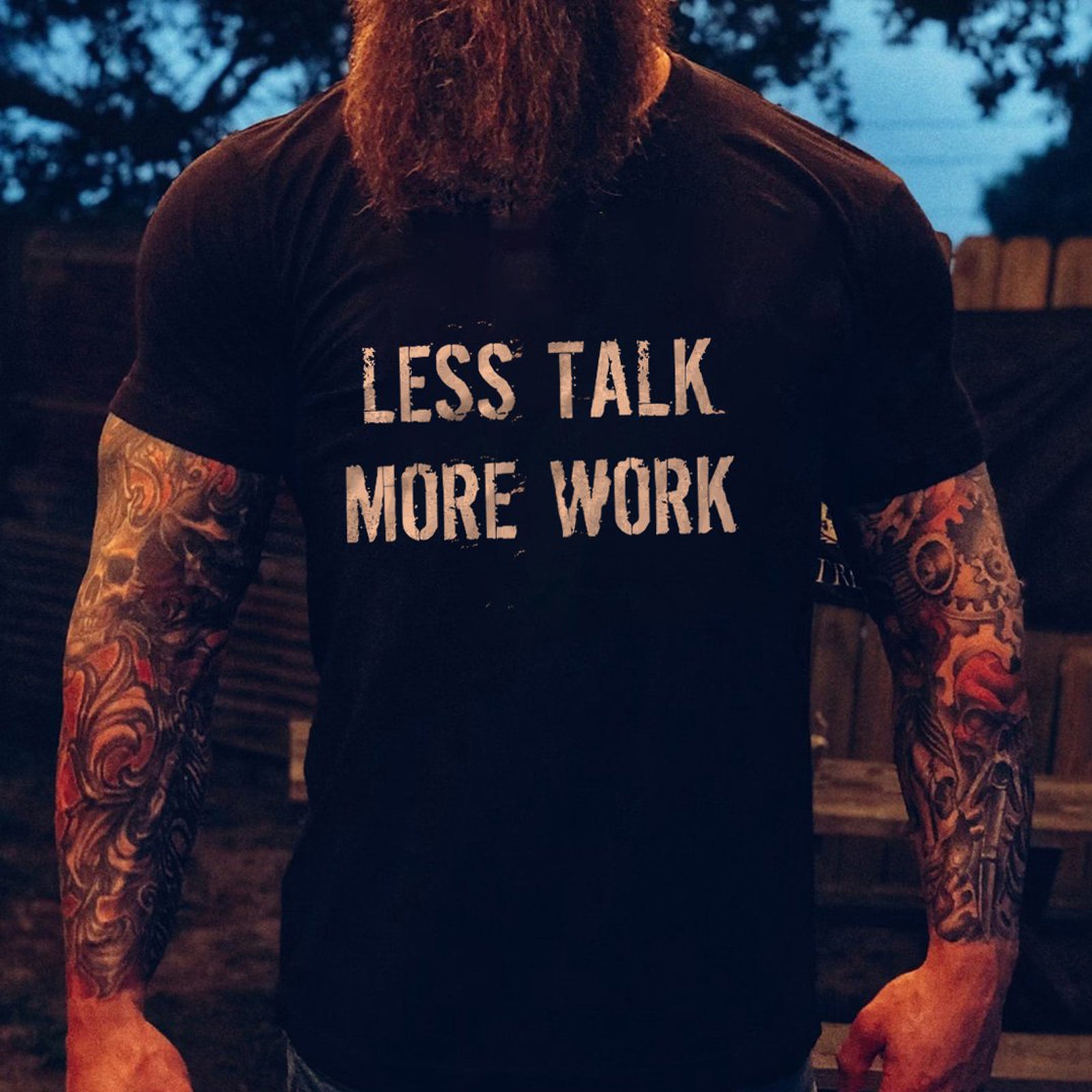 Livereid Less Talk More Work Letter Print T-Shirt - chicyea
