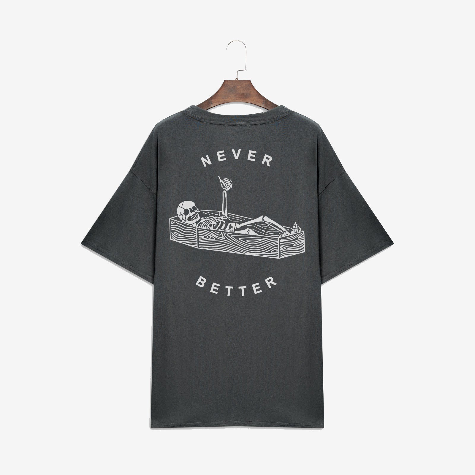 Minnieskull Never Better Letter Skeleton Print Cool T-Shirt - chicyea