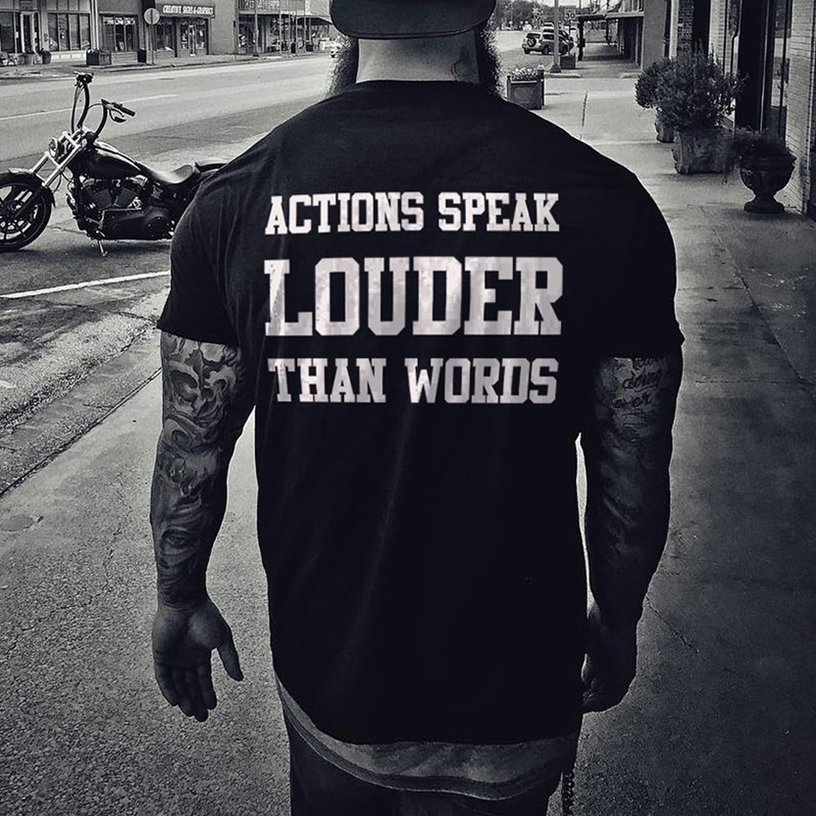 Livereid Actions Speak Louder Than Words Letter T-Shirt - chicyea