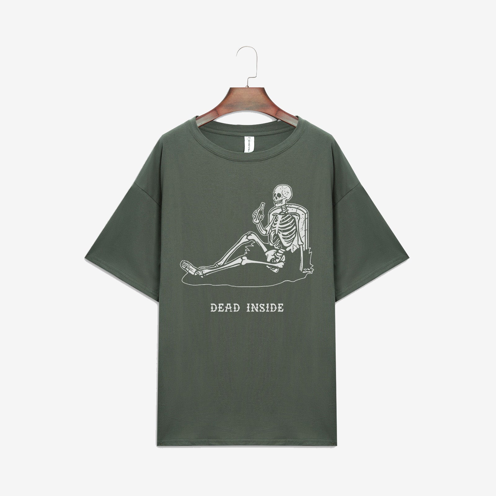 Minnieskull Dead Inside Skull Print Women T-Shirt - chicyea