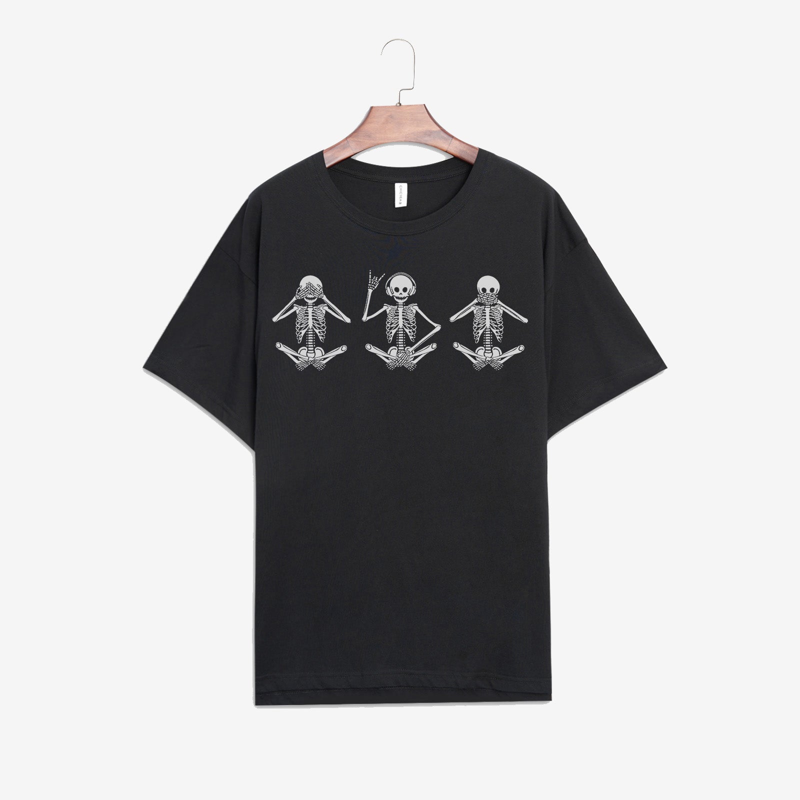 Minnieskull Cute Headphone Skulls Print Women T-Shirt - chicyea