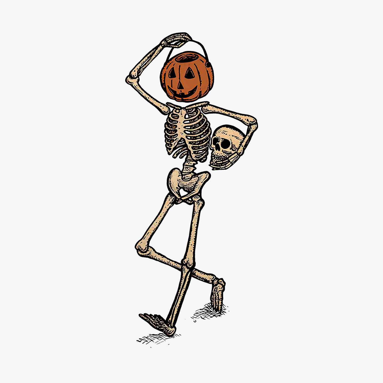 Minnieskull Cool Fun Pumpkin Head Skeleton Print Women Plus Casual T-Shirt - chicyea