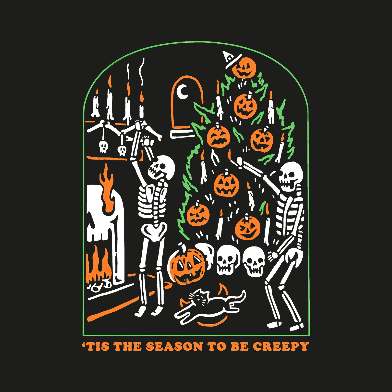 Minnieskull Cool Tis The Season To Be Creepy Skeleton Print Women Plus T-Shirt - chicyea