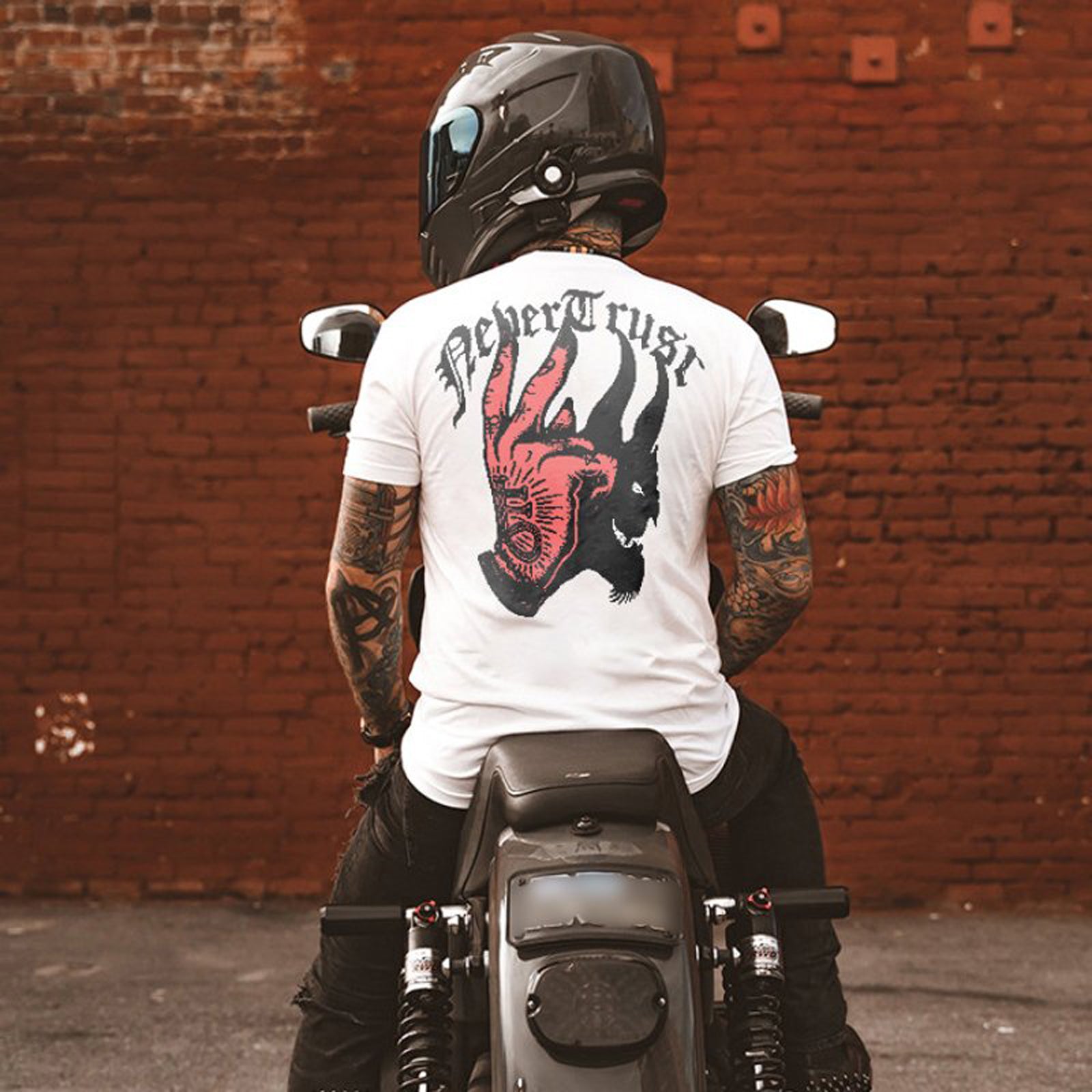 Uprandy Devil Letter Printed White T-Shirt - chicyea