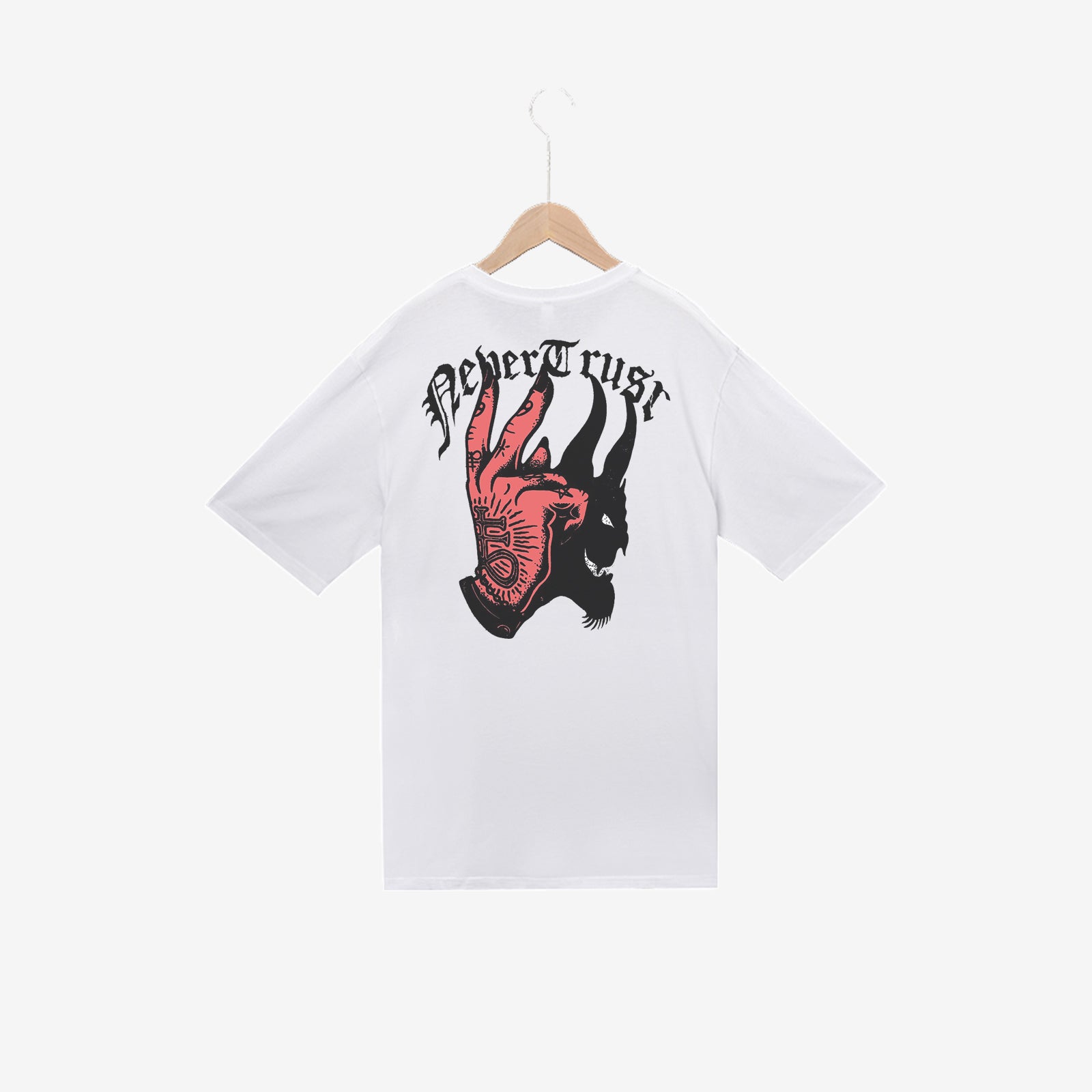 Uprandy Devil Letter Printed White T-Shirt - chicyea