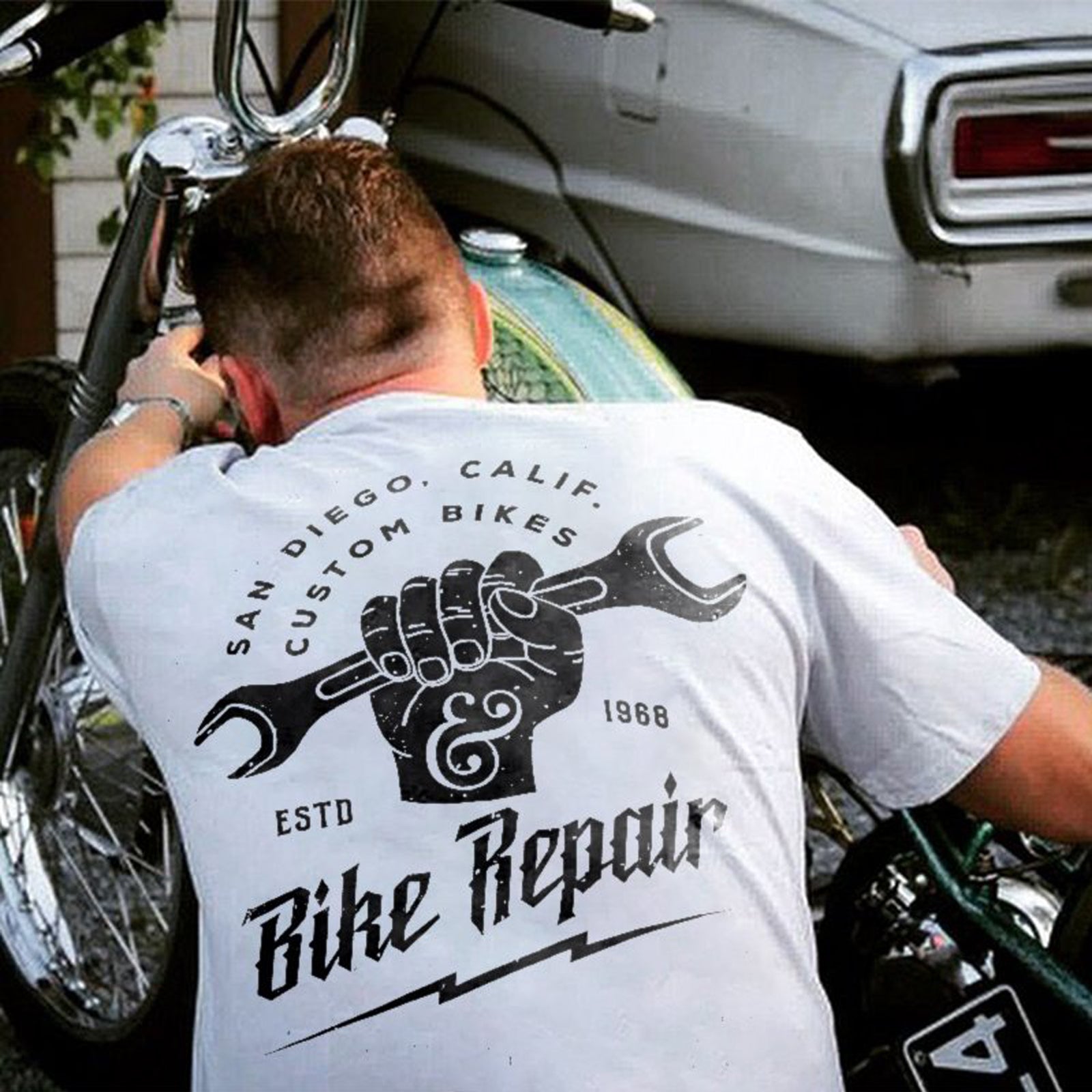 Uprandy Bike Repair Printed Men T-Shirt Designer - chicyea