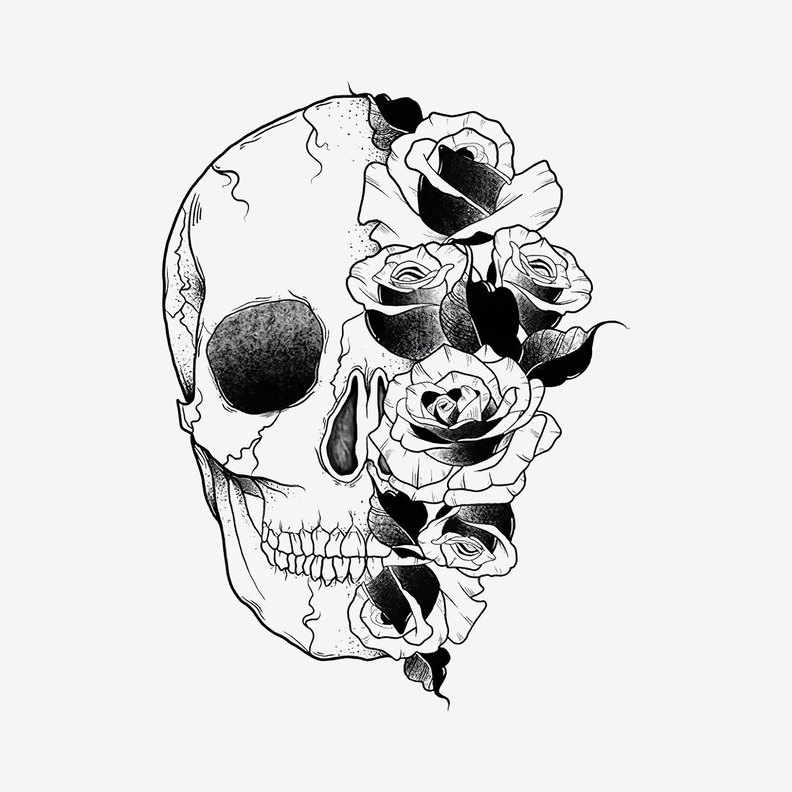 Minnieskull Cool Fashion Evil Skull Roses Printed Sweatshirt - chicyea