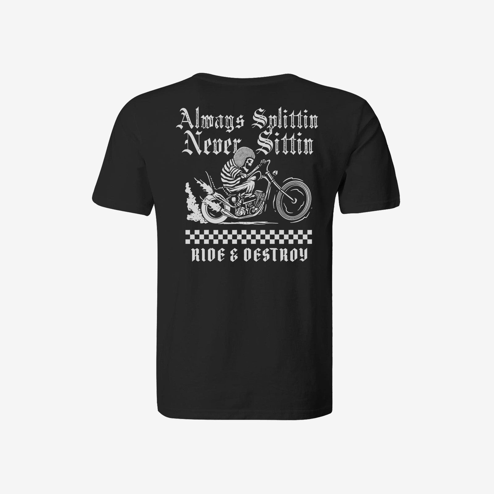 Uprandy Motorcycle Skull Printed T-Shirt - chicyea