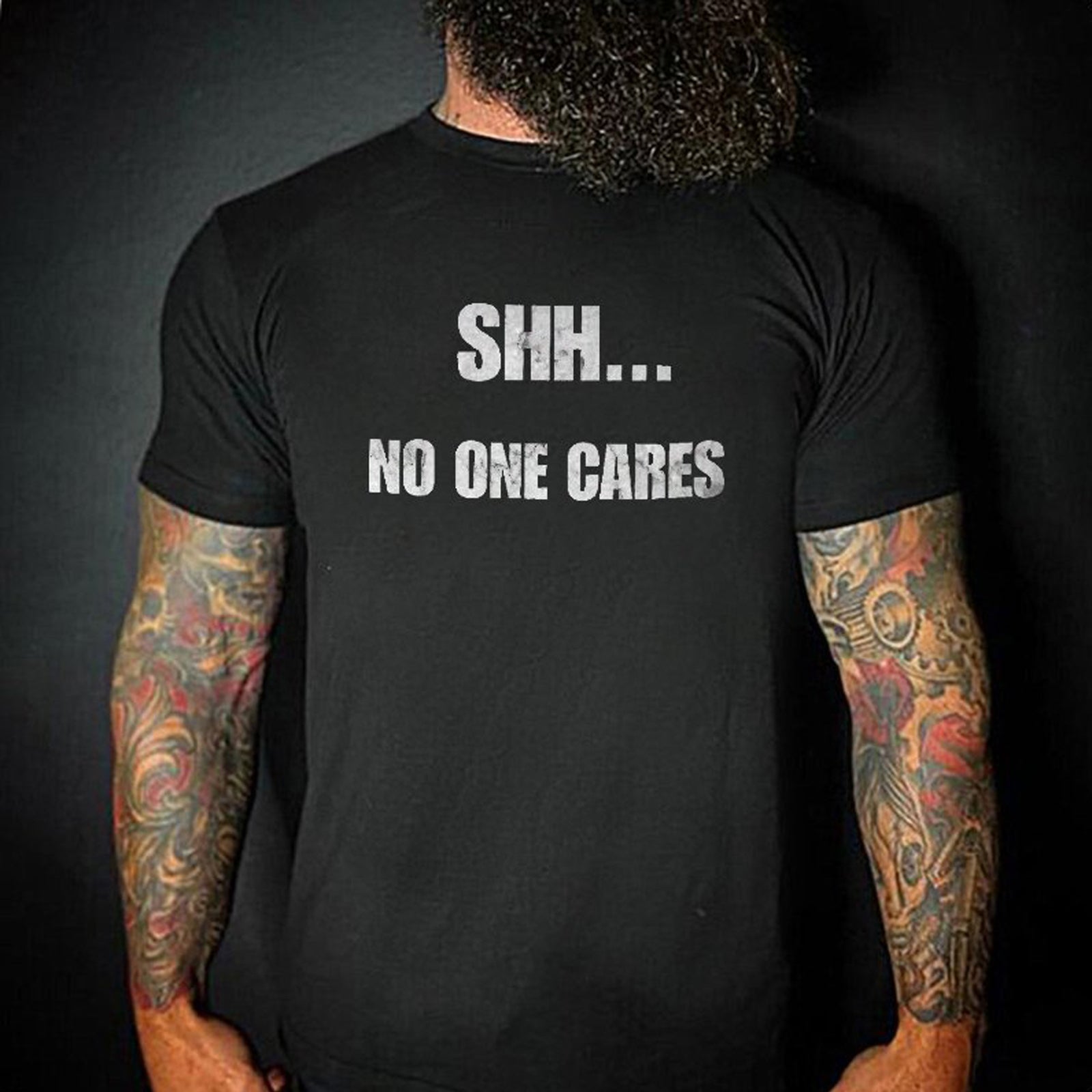 Livereid Shh No One Cares Letter T-Shirt - chicyea