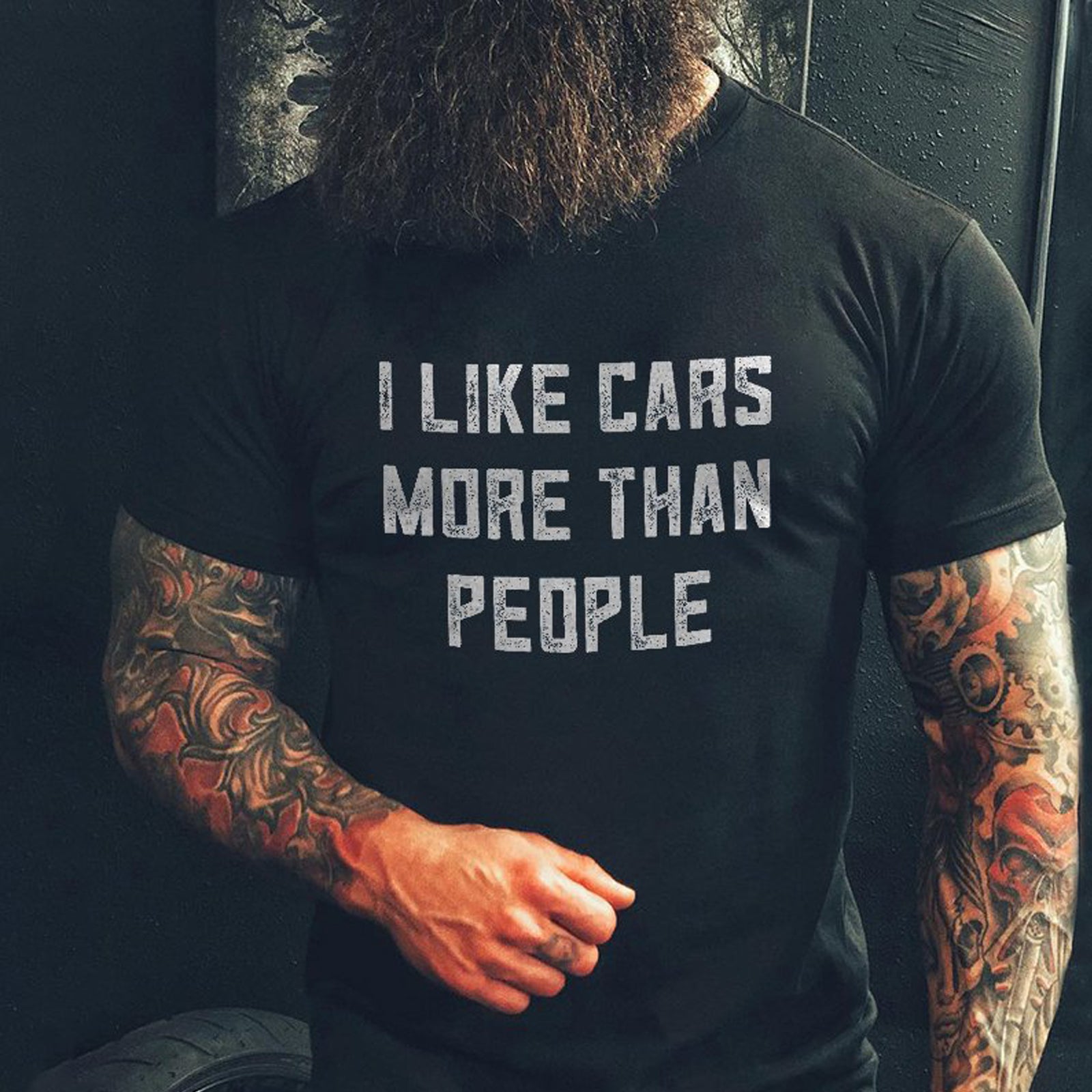 Livereid I Like Cars More Than People Letter T-Shirt - chicyea