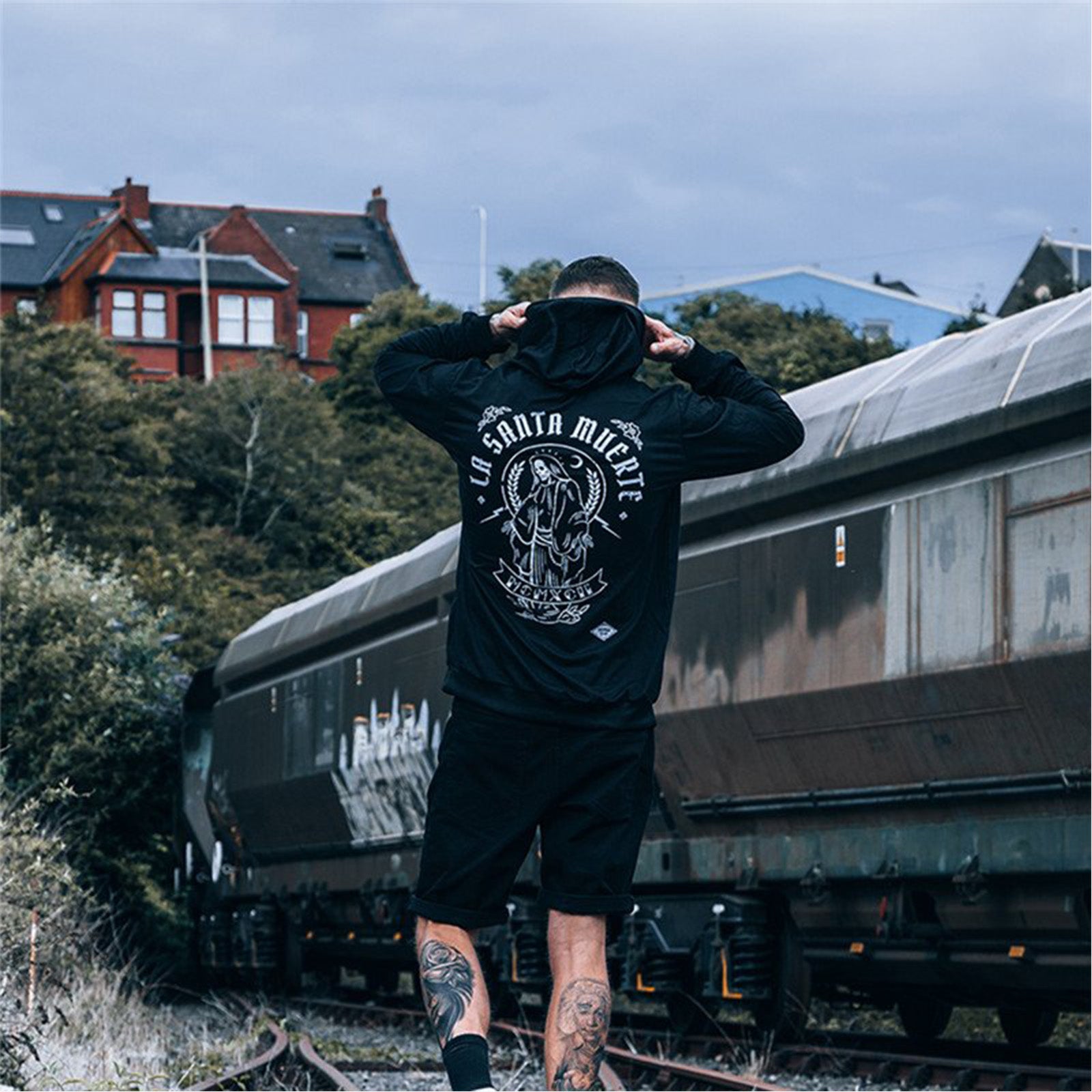 Uprandy La Santa Muerte Printed Casual Men Hoodie - chicyea