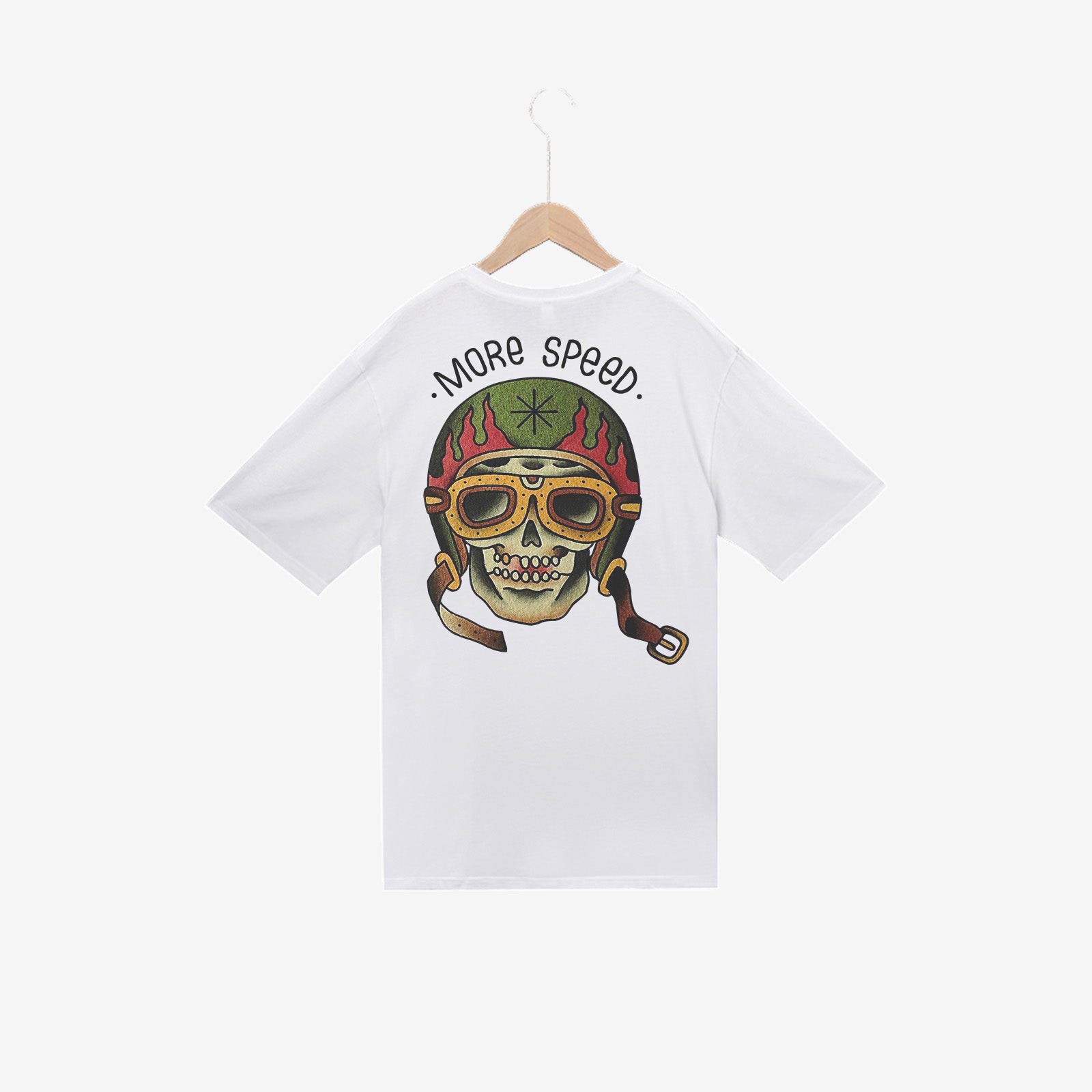 Uprandy Design More Speed Helmet Skull Short Sleeve T-Shirt - chicyea