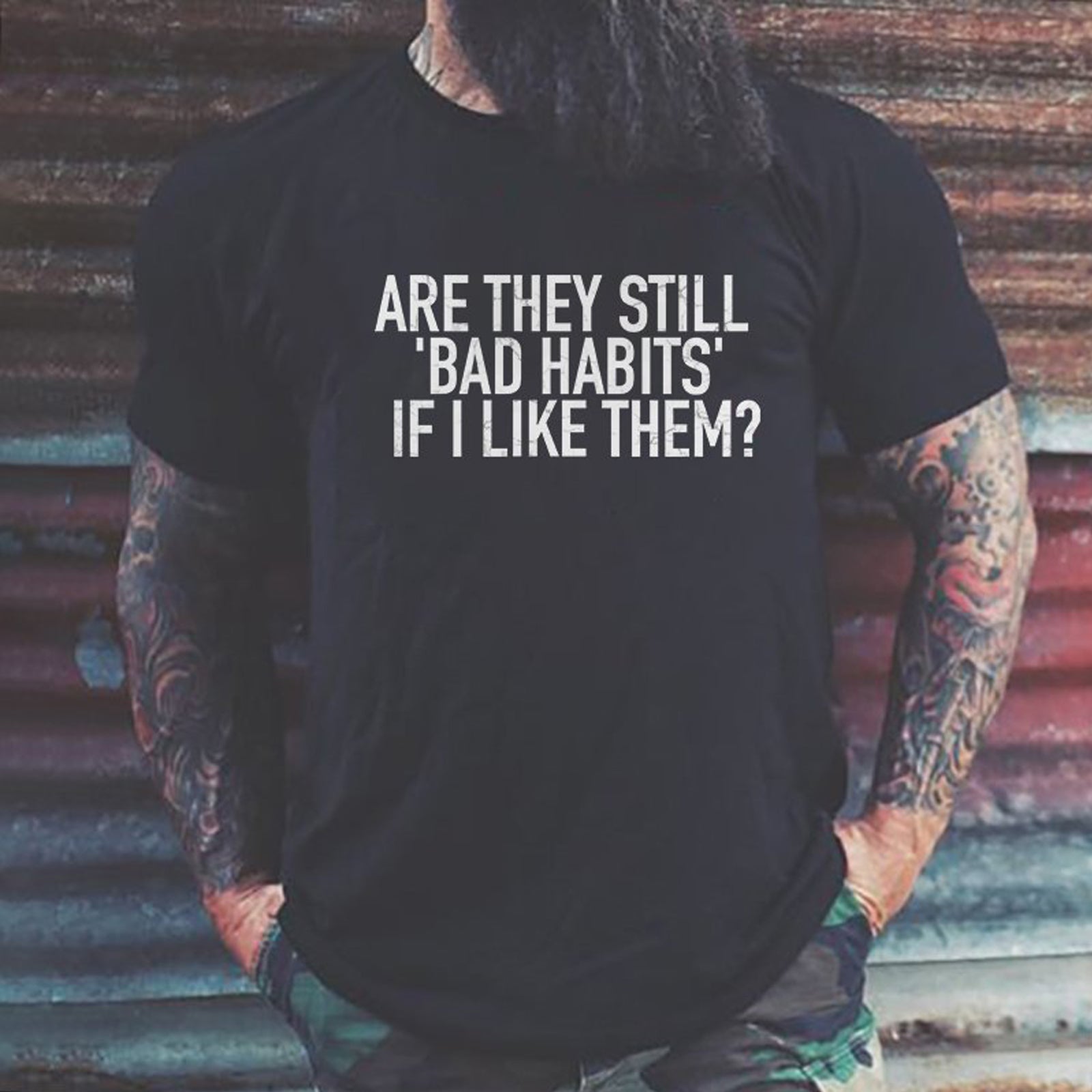 Livereid Are They Still ‘Bad Habits’ If I Like Them Letter T-Shirt - chicyea