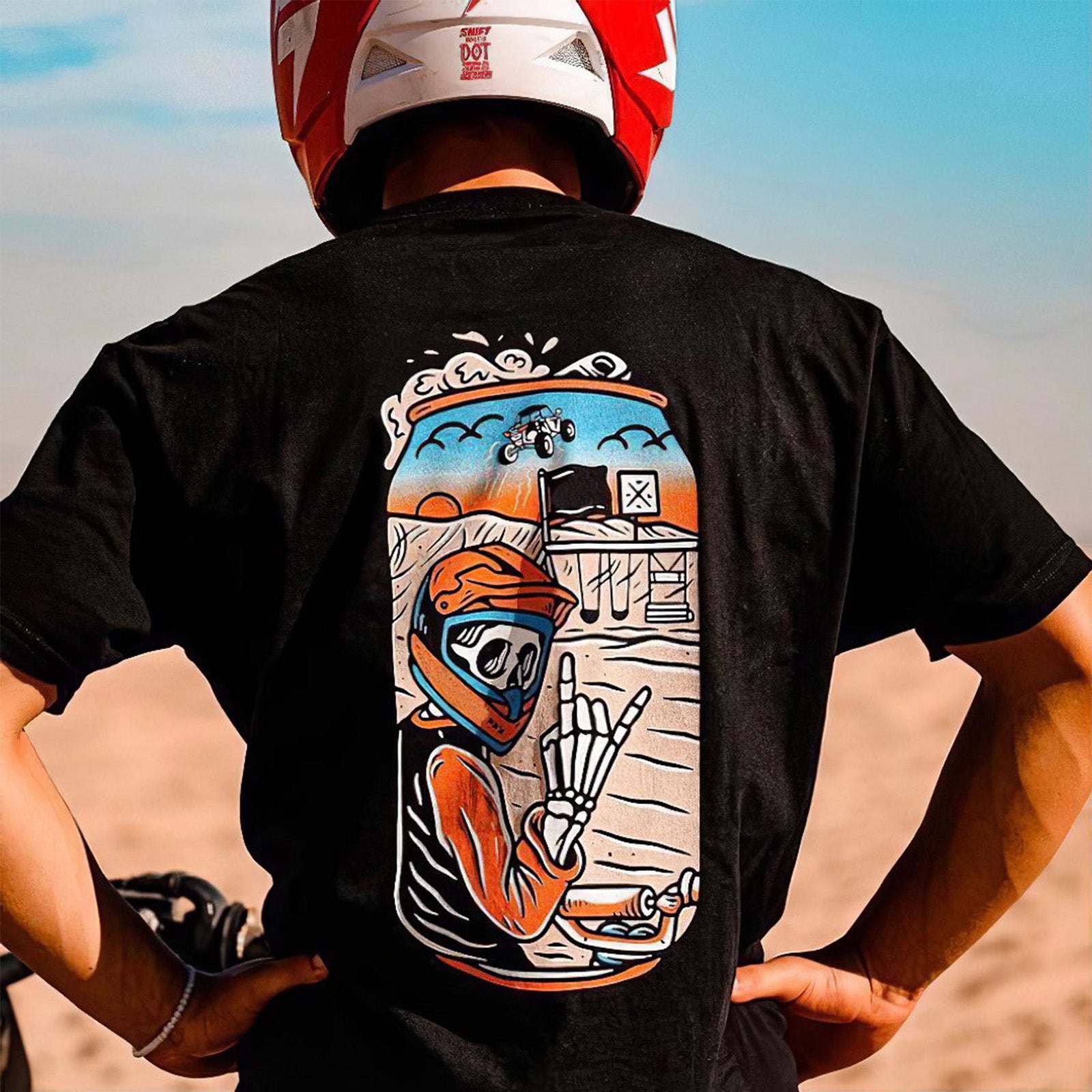 Uprandy Cool Cycling Skull Print T-Shirt - chicyea