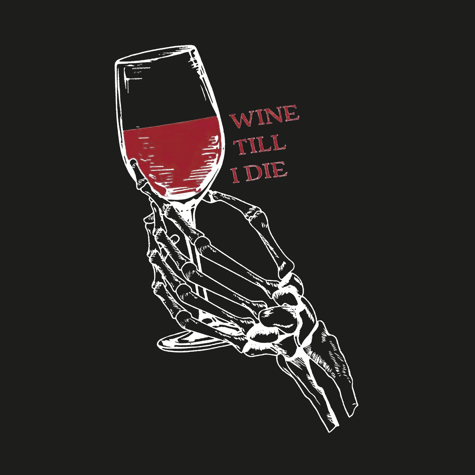 Minnieskull Wine Till I Die Skull Hand Printed Women Casual Plus T-Shirt - chicyea