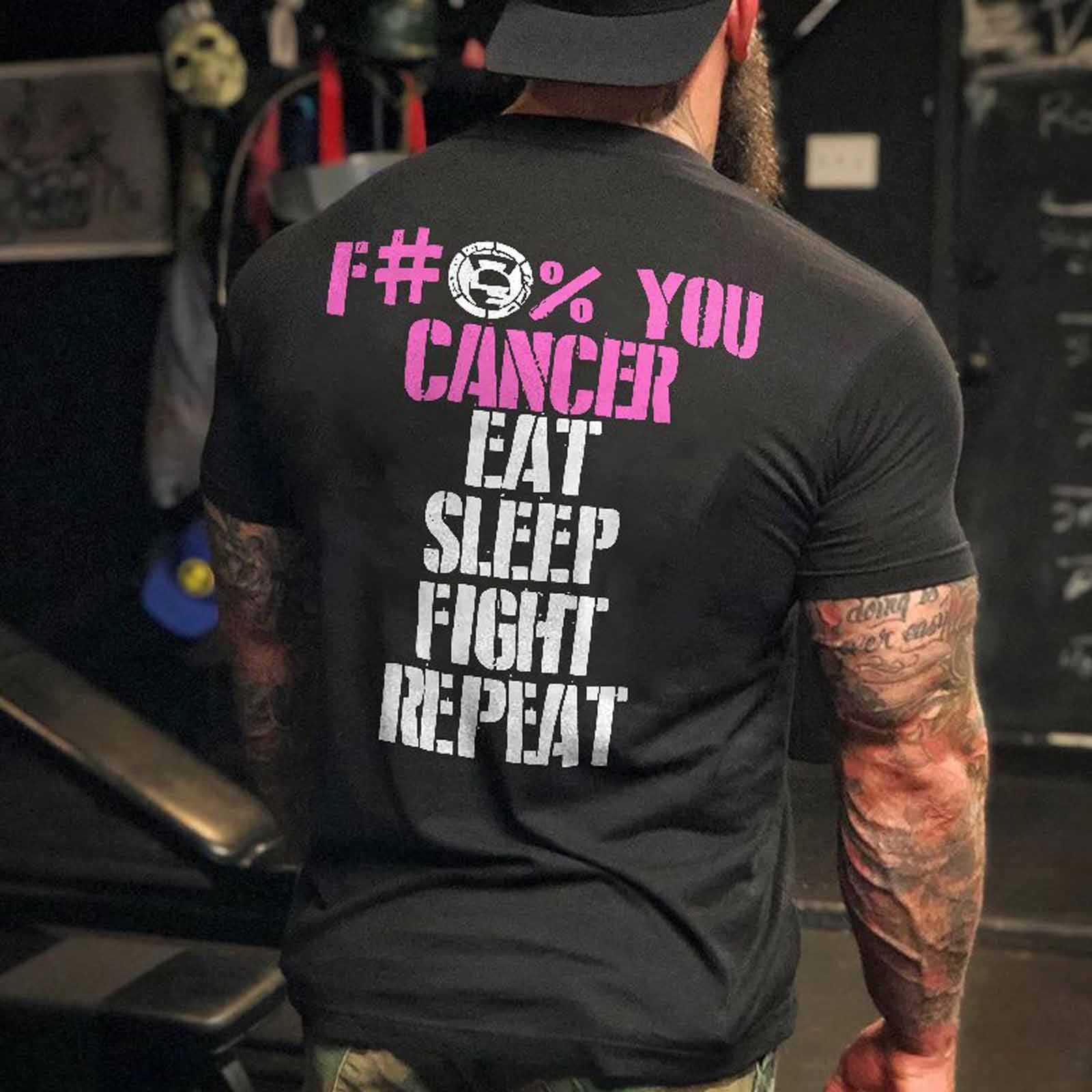 Livereid Eat Sleep Fight Repeat Letter T-Shirt - chicyea