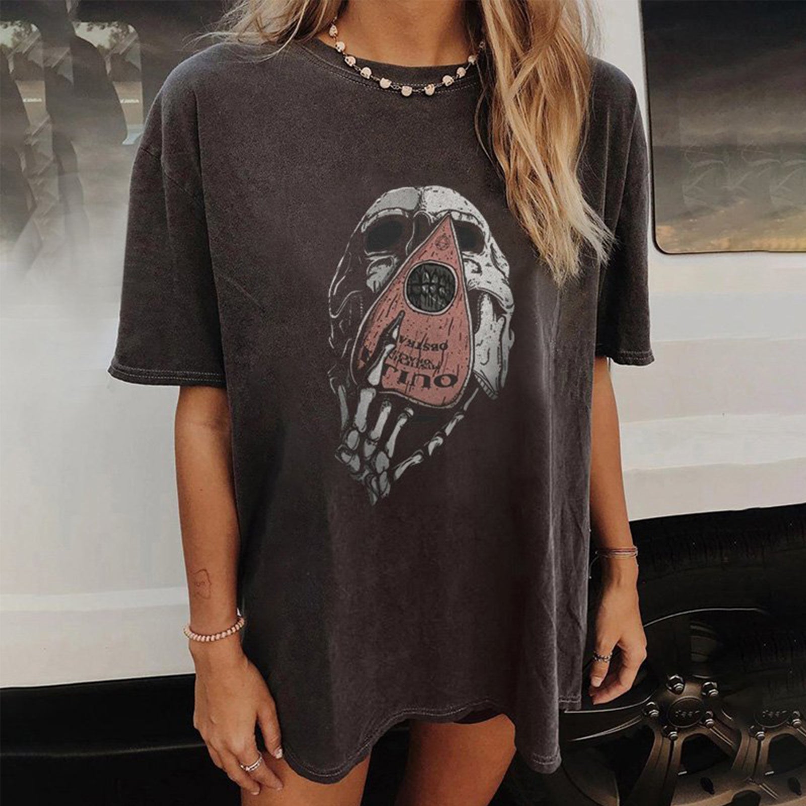 Minnieskull Unique Skull Print Women Plus Designer T-Shirt - chicyea