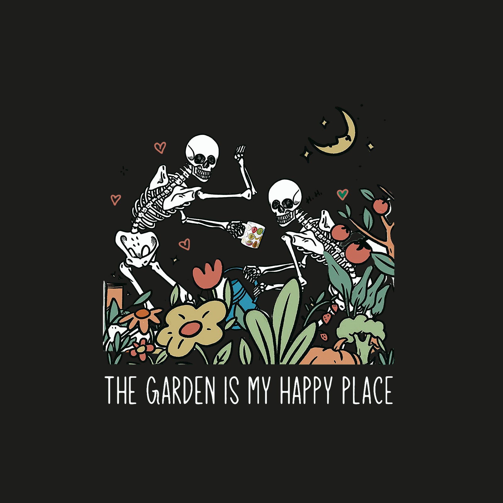 Minnieskull Cool The Garden Is My Happy Place Skeleton Print Plus Sweatshirt - chicyea