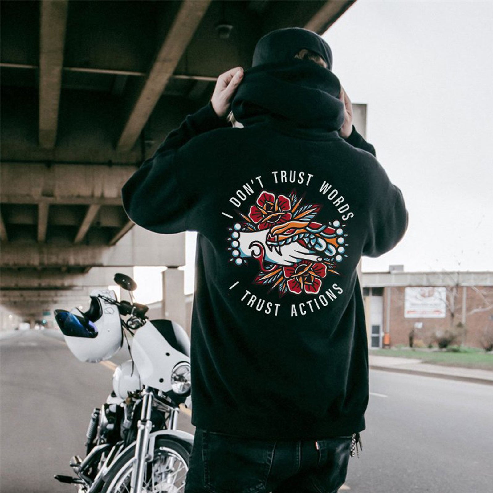 Uprandy Personalized I Trust Actions Print Hoodie - chicyea