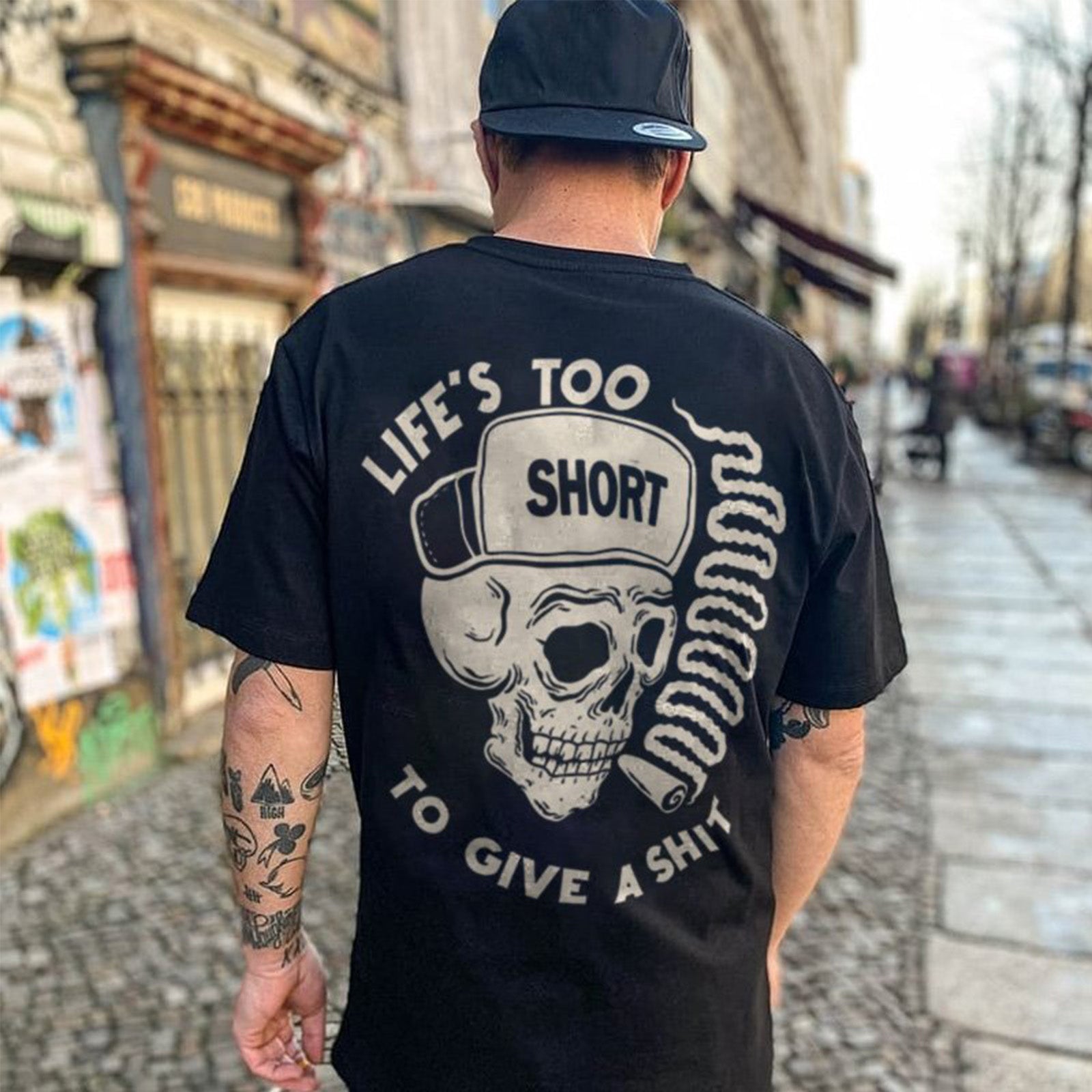 Uprandy Life Too Short To Give A Shit Skull Printed Plus Men T-Shirt - chicyea