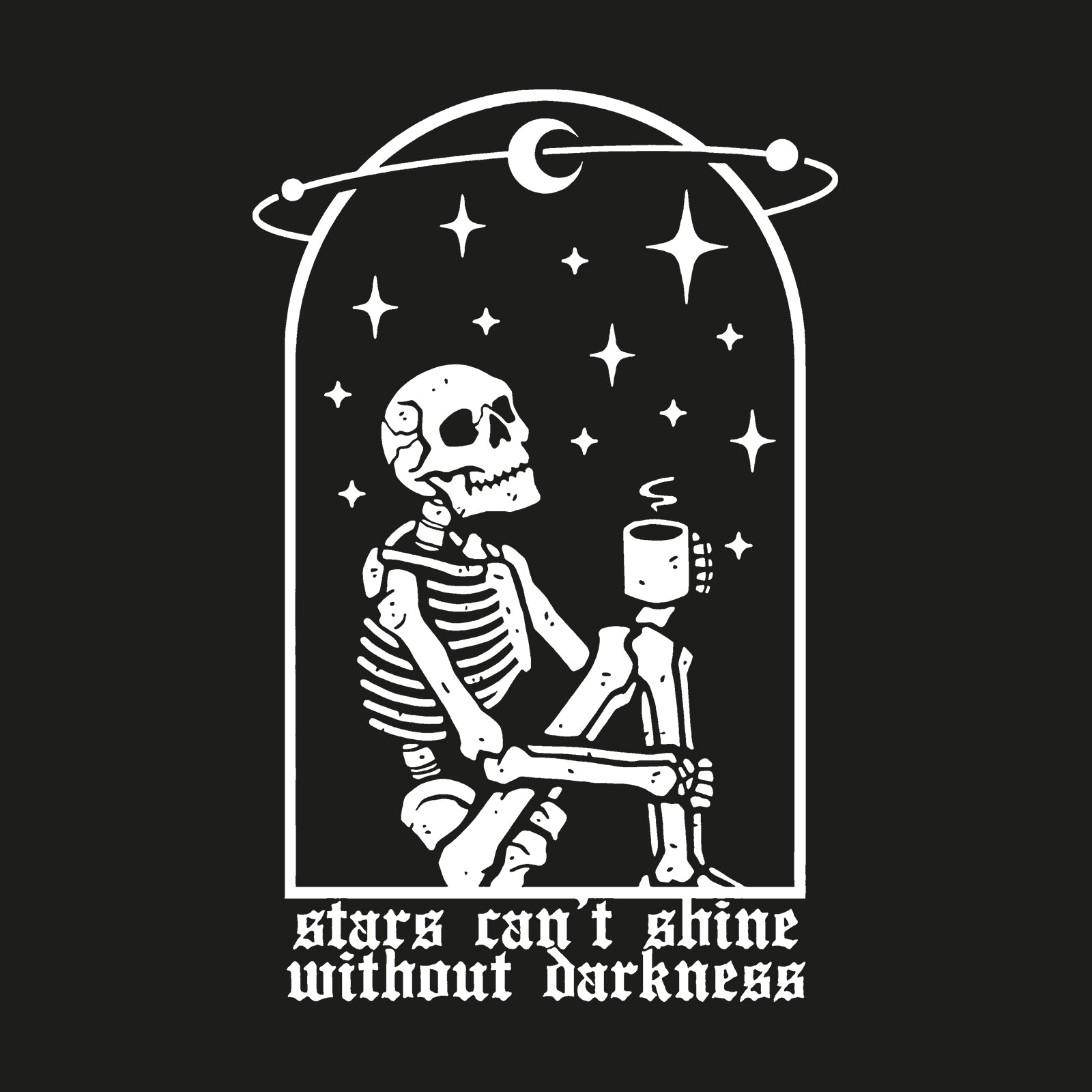 Minnieskull Cool Stars Can'T Shine Without Darkness Skeleton Print Plus T-Shirt - chicyea