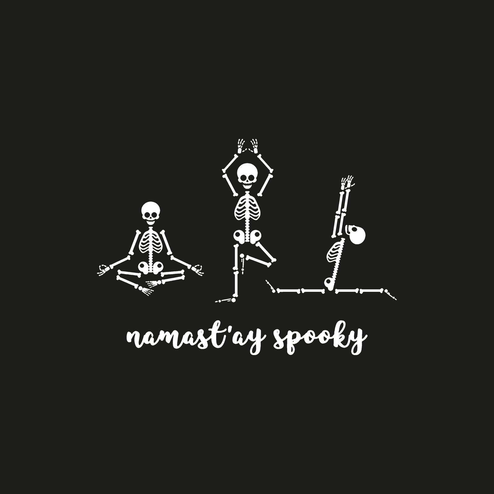 Minnieskull Cool Namast'Ay Spooky Skeletons Print Plus T-Shirt - chicyea