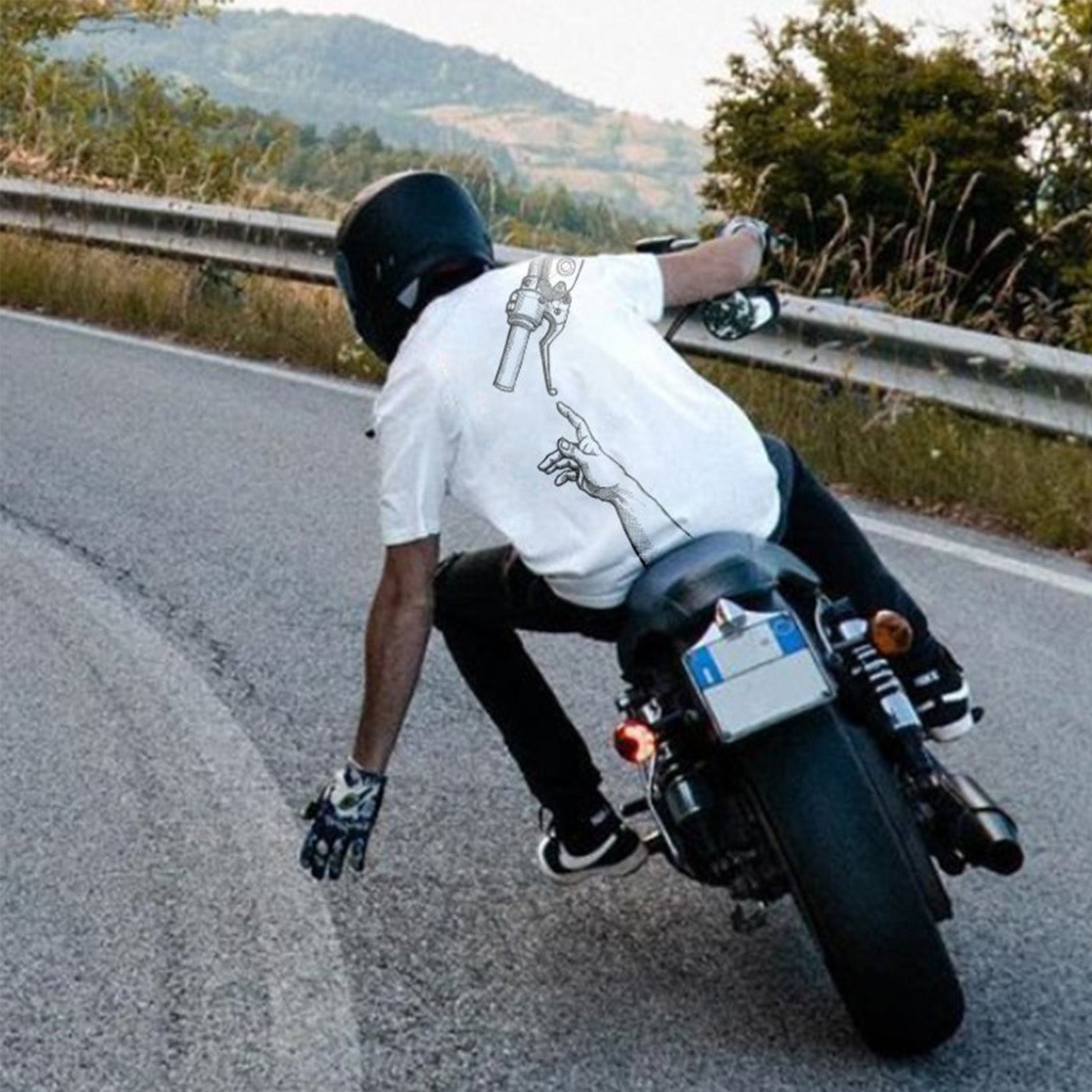 Uprandy Fashion Motorcycle Design Men Short Sleeve T-Shirt - chicyea