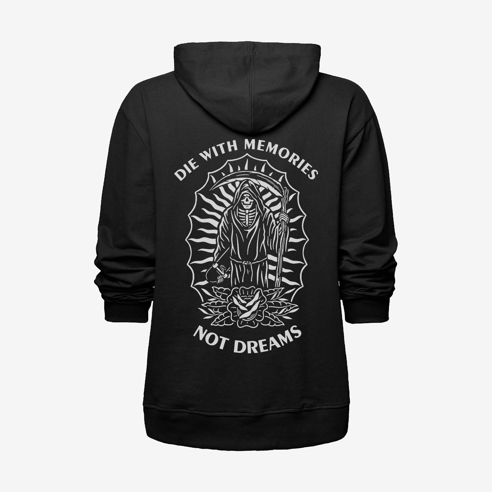 Uprandy Evil Skull Die With Memories Not Dreams Art Printed Hoodie - chicyea