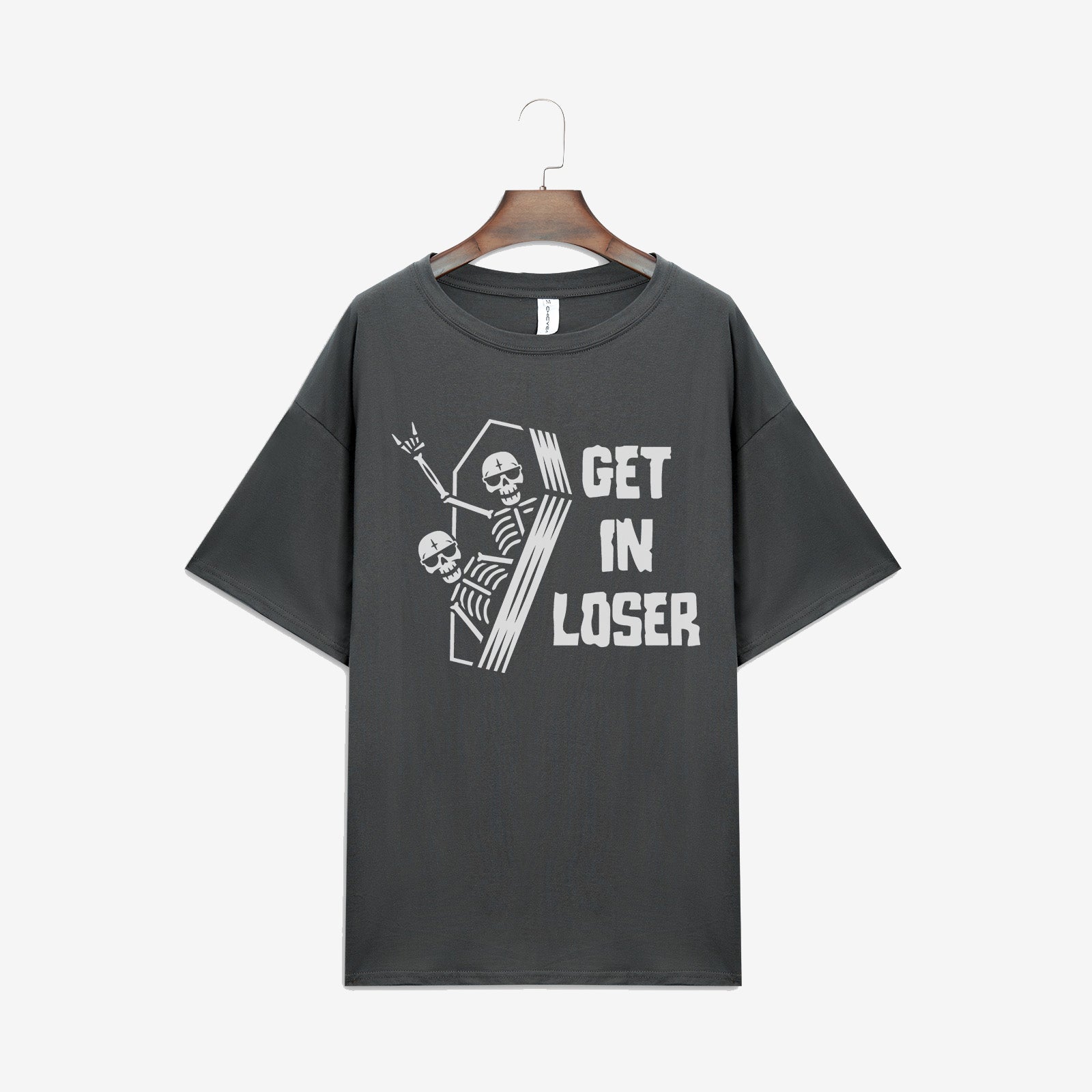 Minnieskull Get In Loser Skulls Print Plus Designer T-Shirt - chicyea