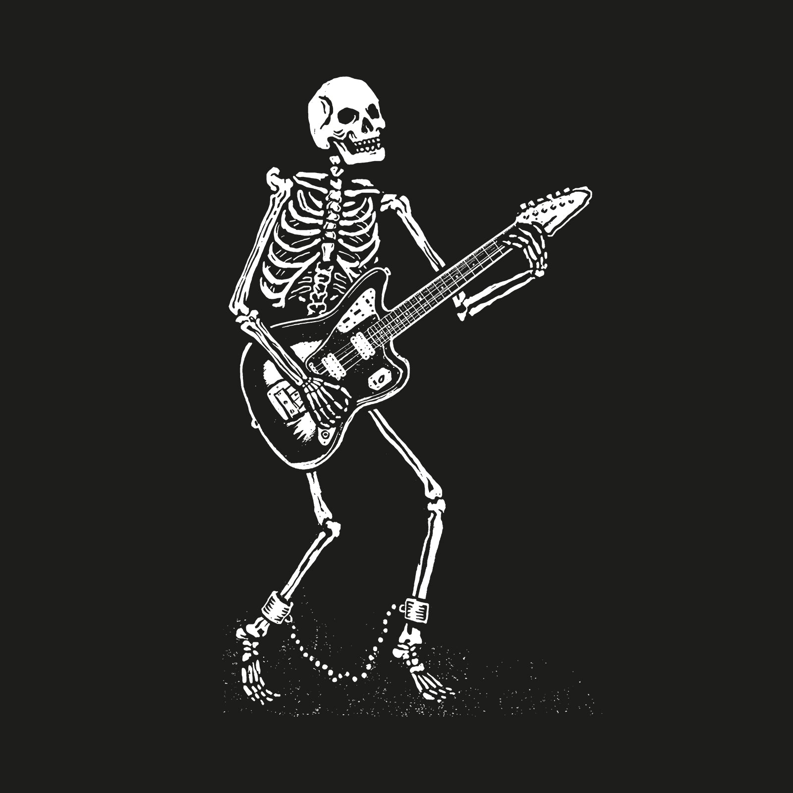 Minnieskull Skull Playing Guitar Print Plus T-Shirt - chicyea