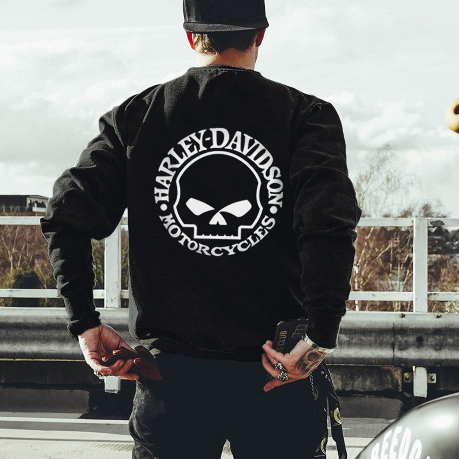 Uprandy Motorcycles Printed Long Sleeve Men T-Shirt - chicyea
