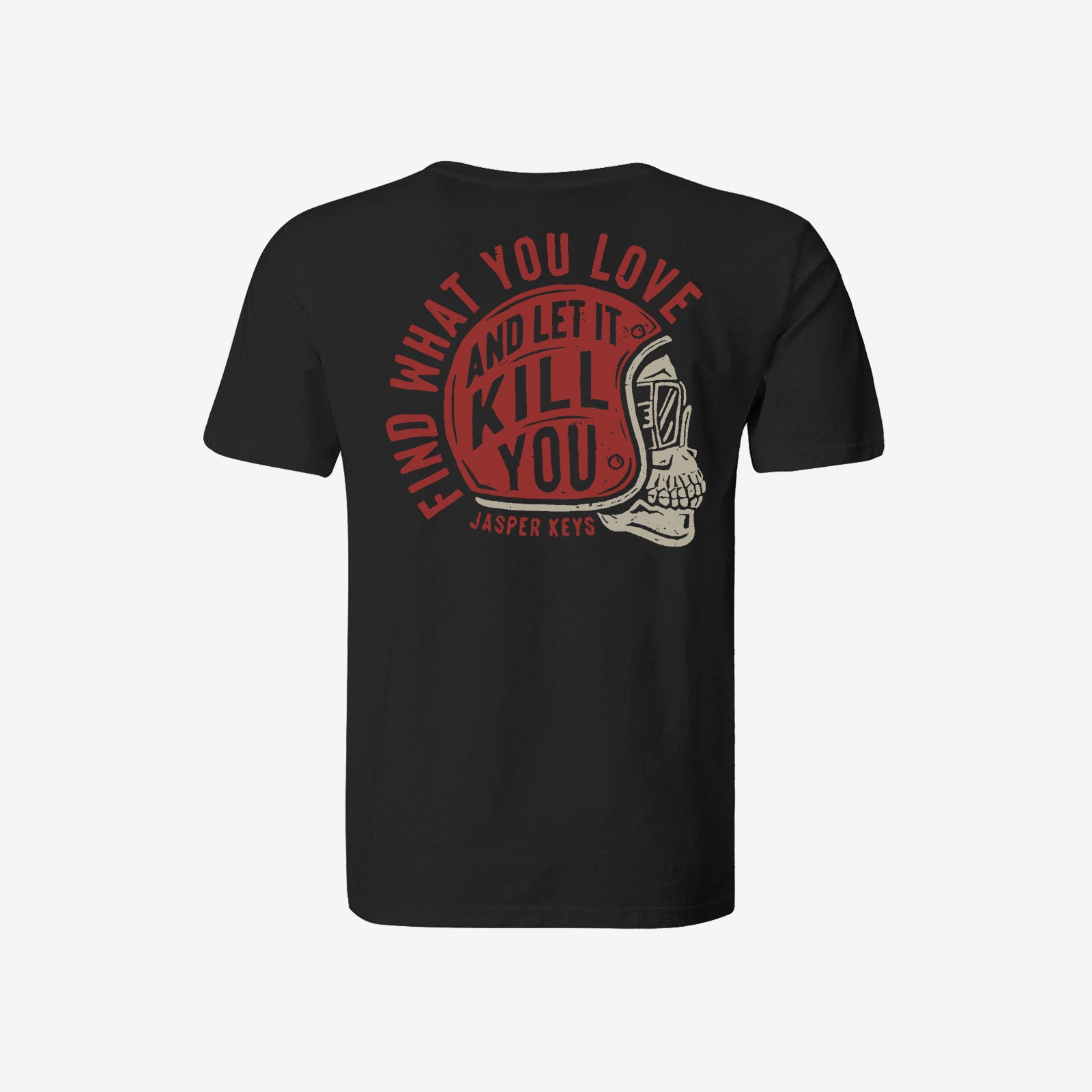 Uprandy Find What You Love Skull Helmet Print T-Shirt - chicyea
