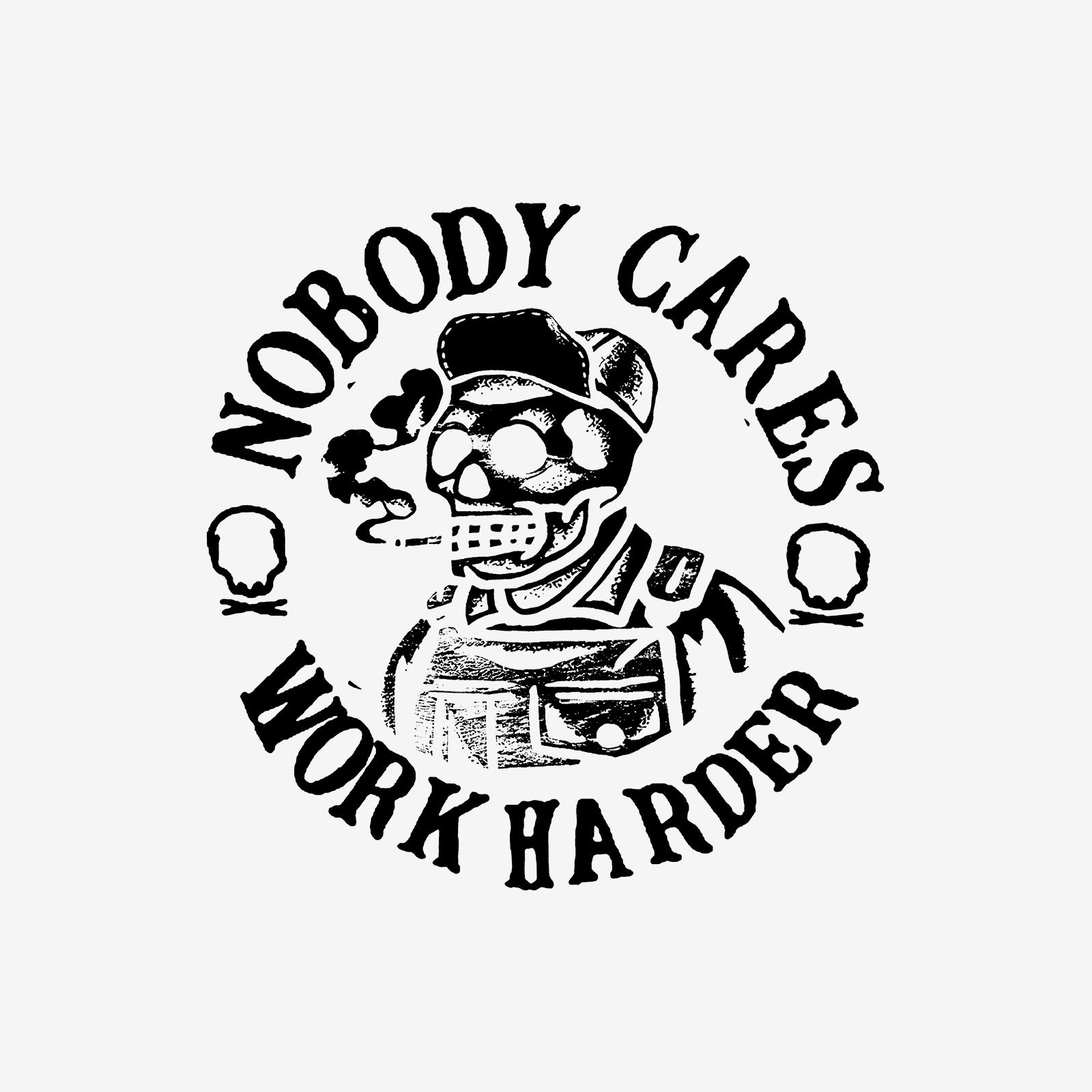 Uprandy Cool Nobody Cares Work Harder Skull Printed Patchwork T-Shirt - chicyea