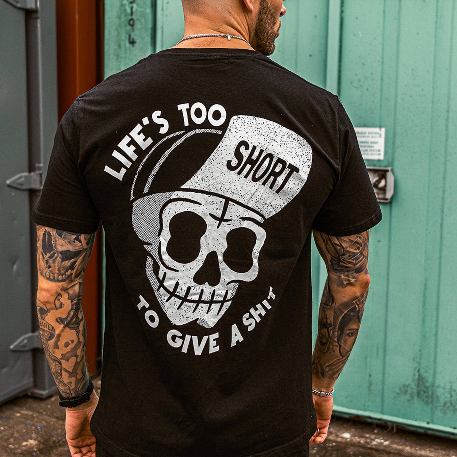 Uprandy Life Too Short To Give A Shit Skull Printed Men Casual T-Shirt - chicyea