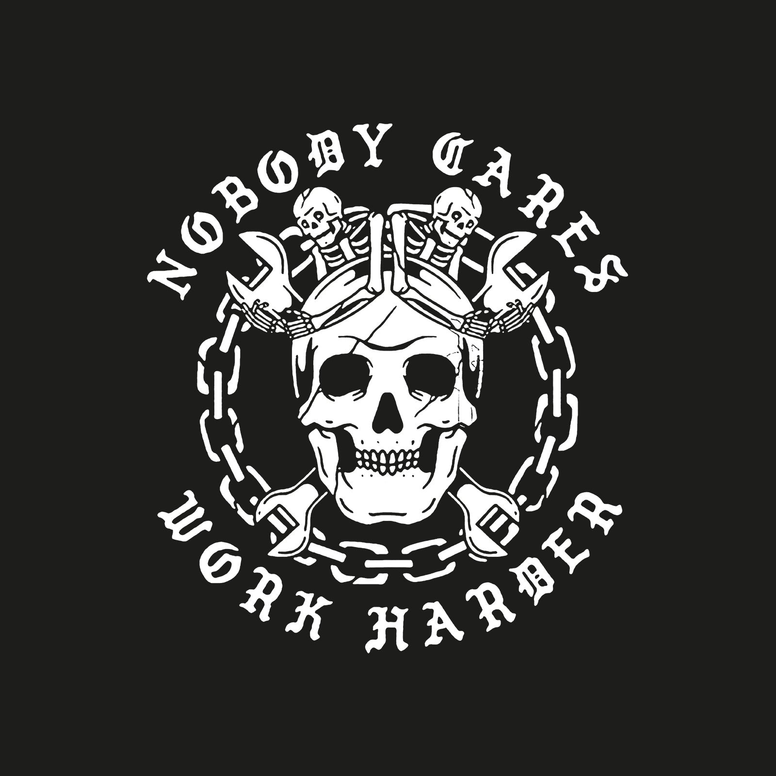 Uprandy Skull Nobody Cares Work Harder Printed Men Casual Hoodie - chicyea