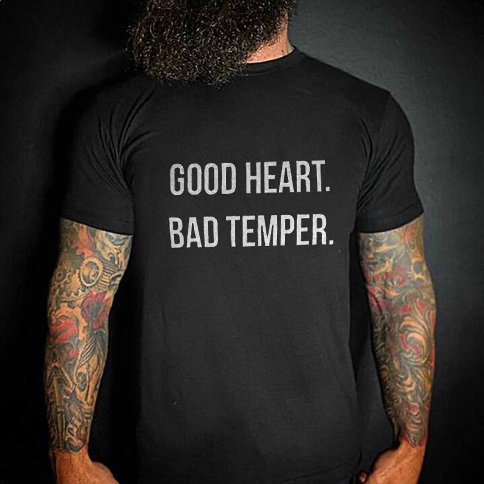 Livereid Good Heart Bad Temper Letter T-Shirt - chicyea