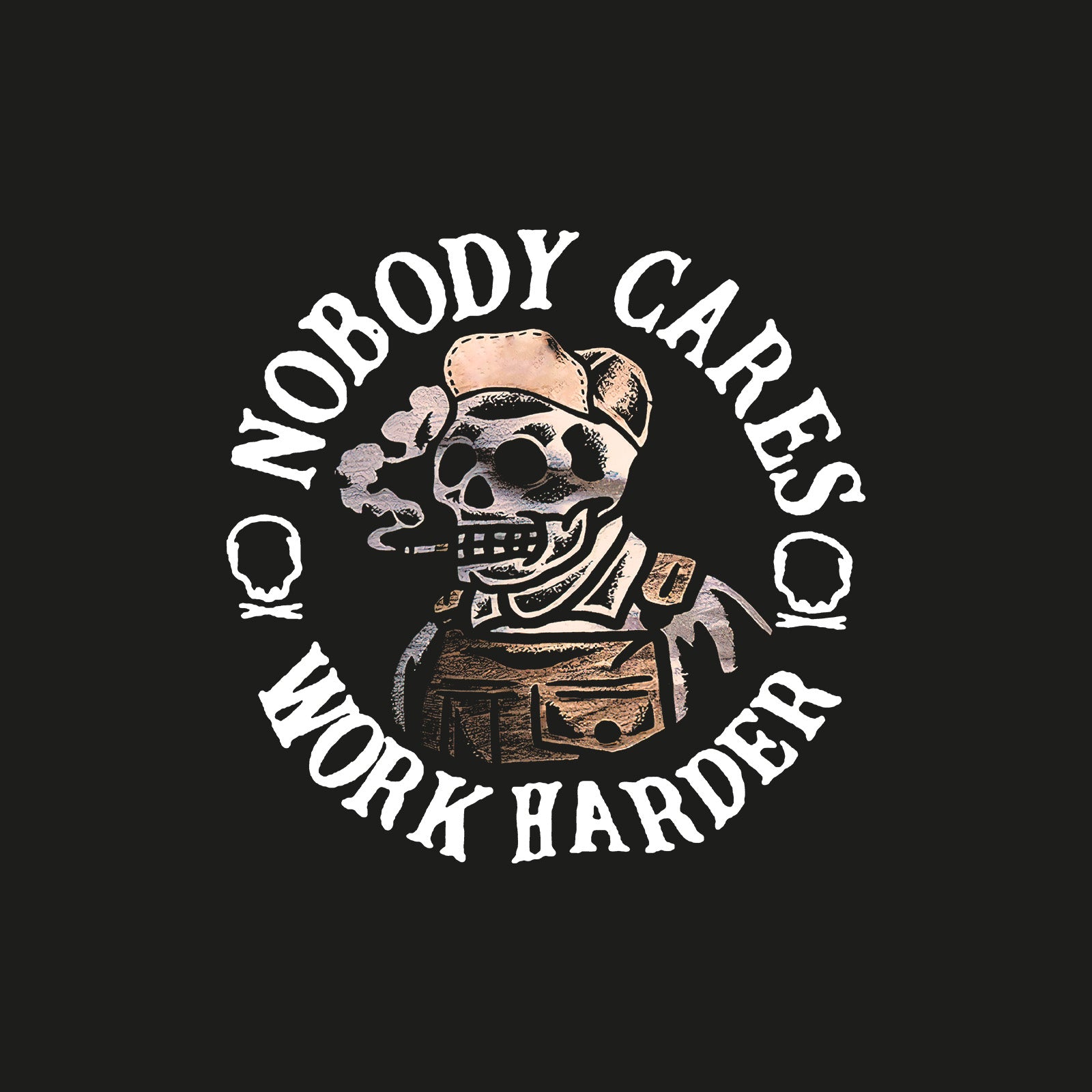 Uprandy Nobody Cares Work Harder Skull Printed Men Plus Hoodie - chicyea