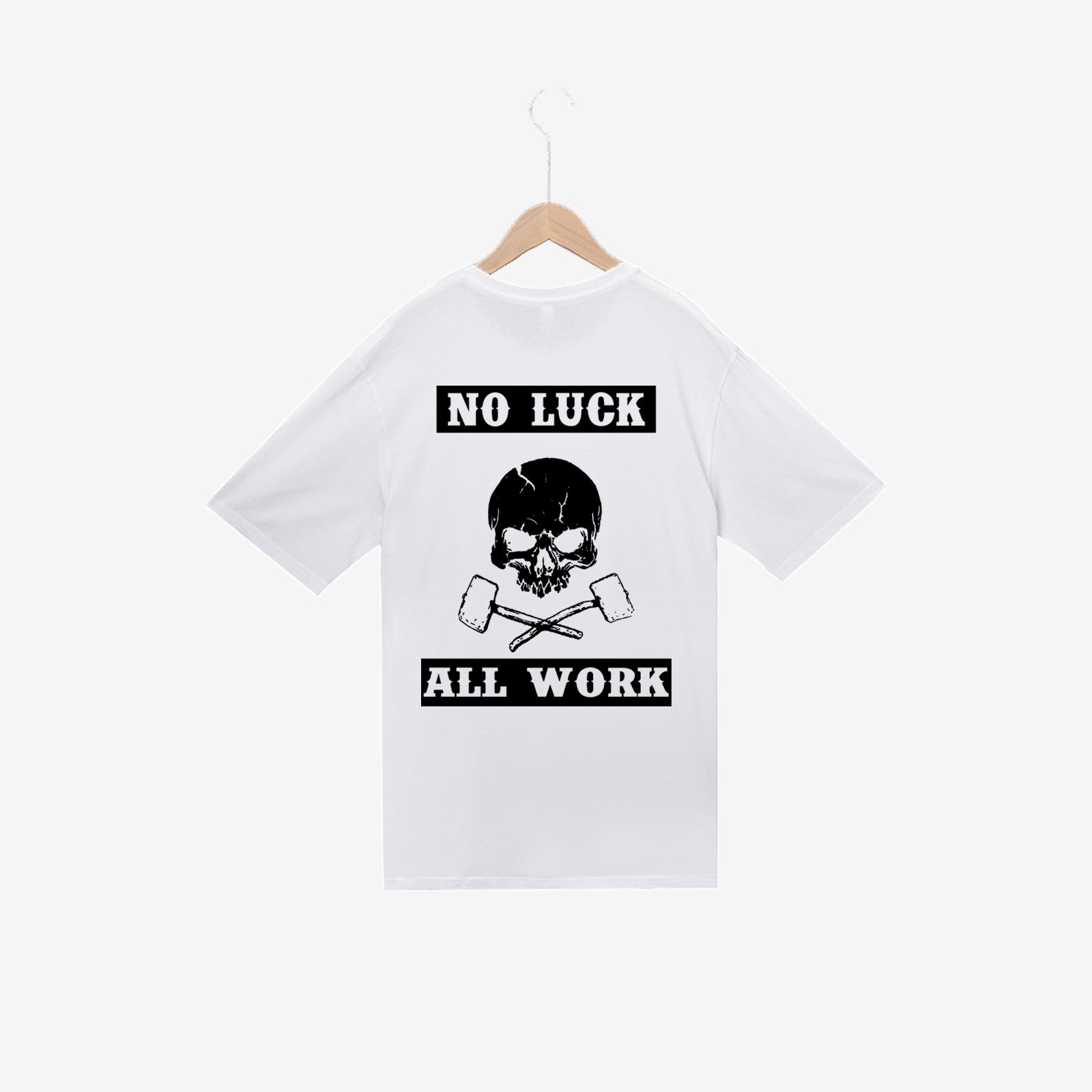 Livereid No Luck All Work Skull Letter T-Shirt - chicyea
