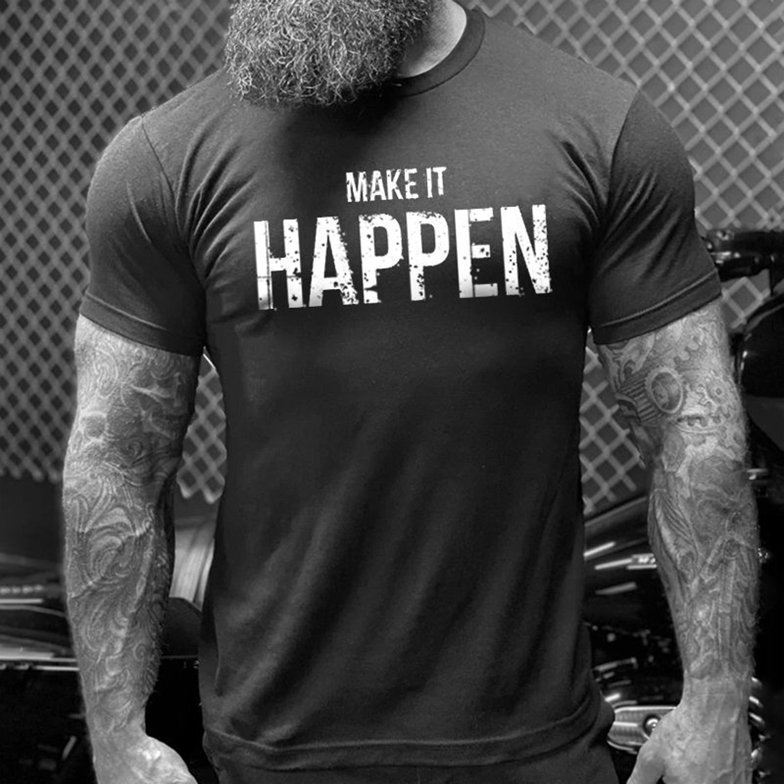 Livereid Make It Happen Letter T-Shirt - chicyea